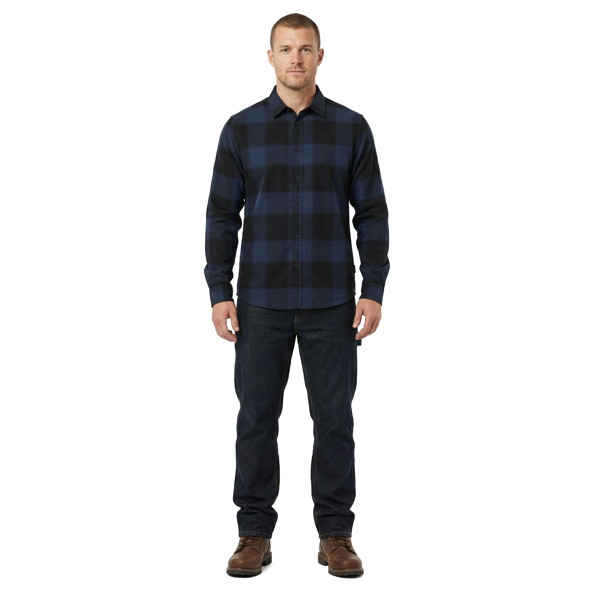 Westborn light flannelskjorte, Blue/Black, large image number 2