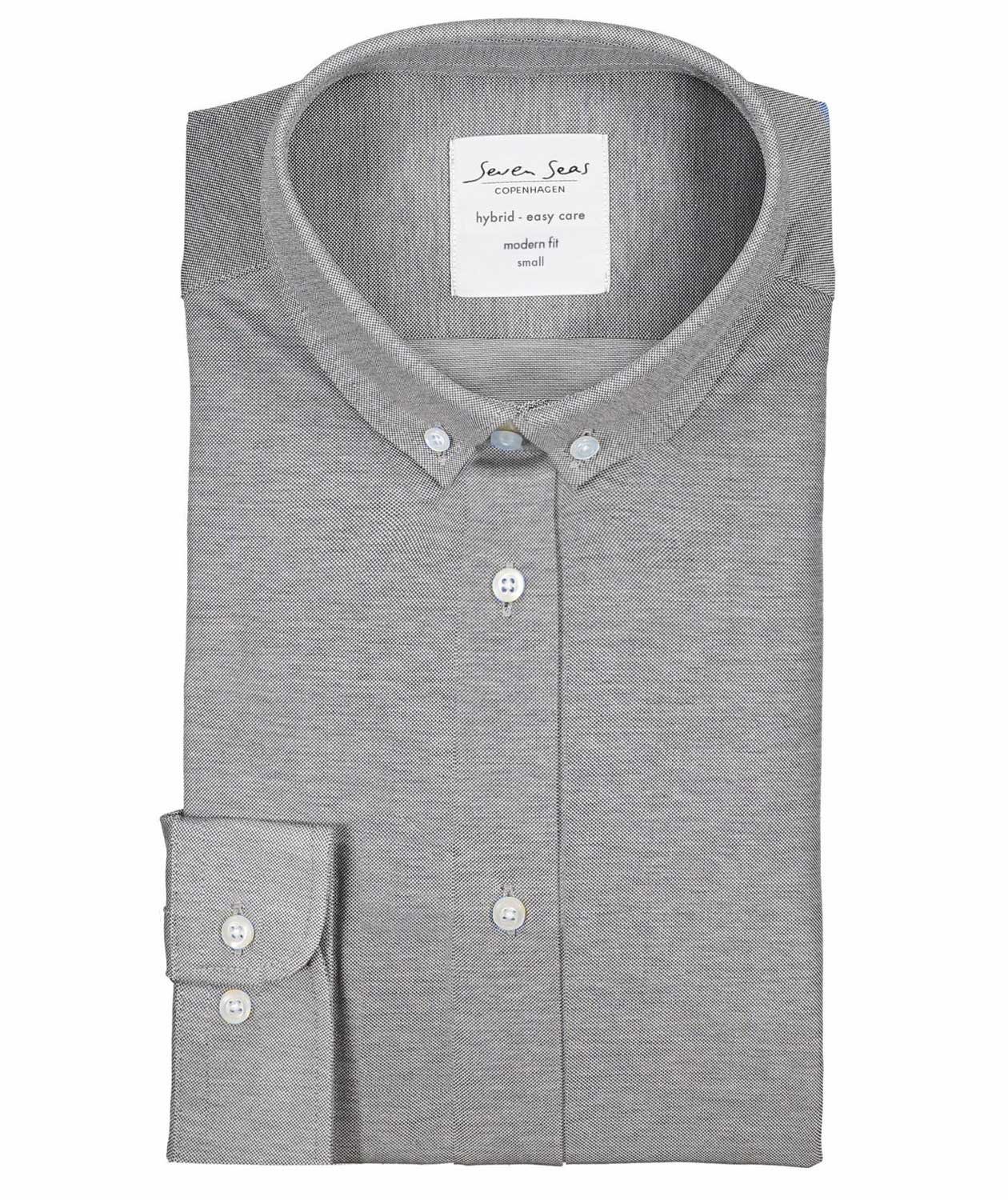 Seven Seas Modern fit jerseyskjorta dam, Gr&aring;, large image number 3