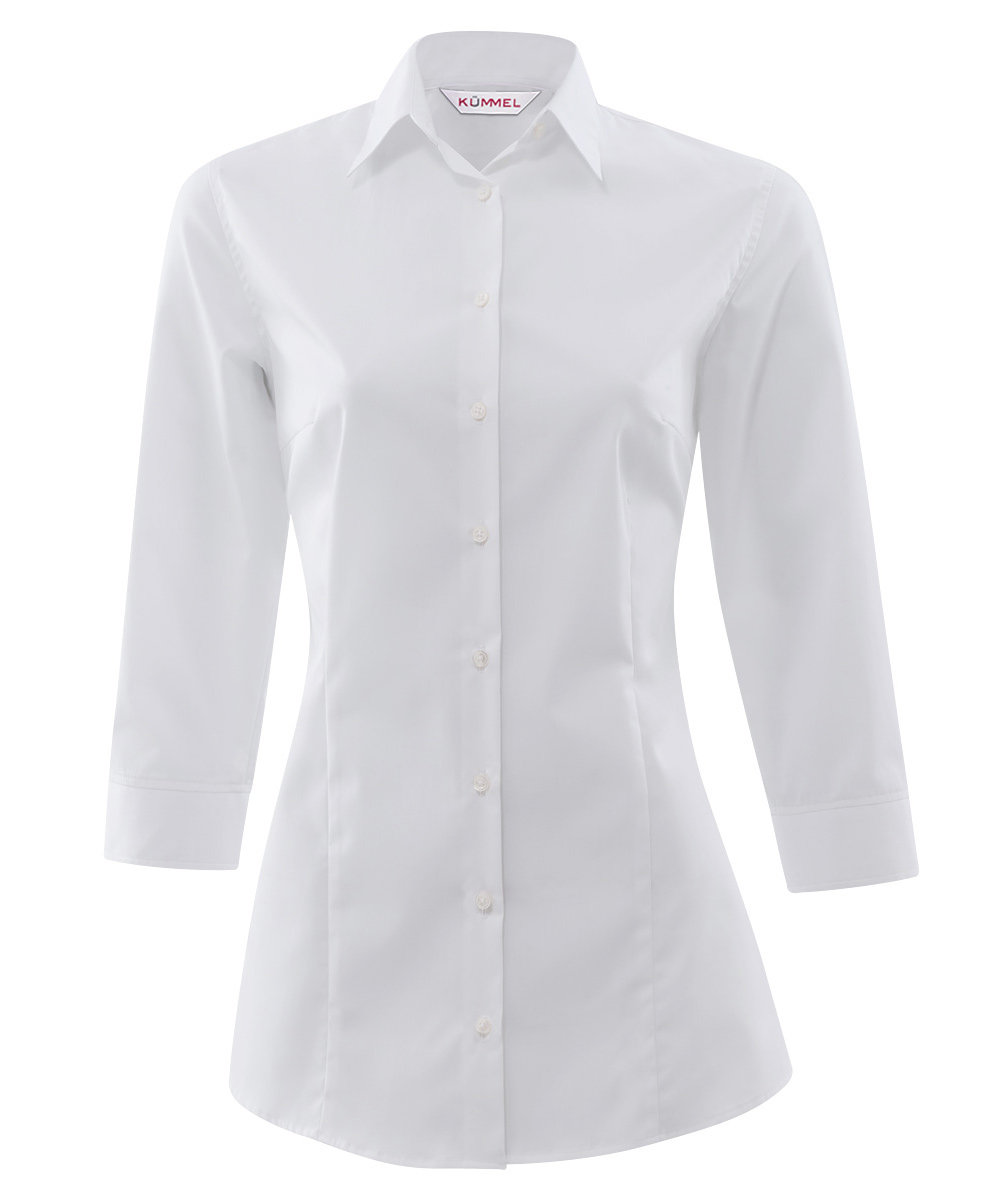 K&uuml;mmel Frankfurt classic poplin dameskjorte med 3/4 &aelig;rmer, Hvid