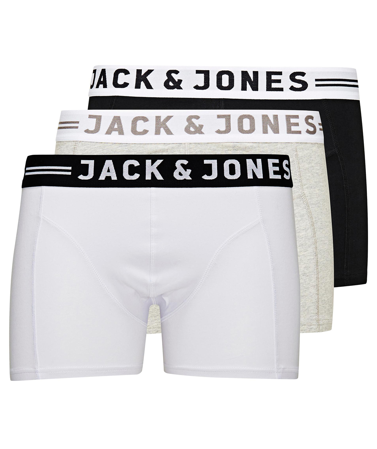 Jack & Jones Sense 3-pack kalsonger, Vit/gr&aring;/svart