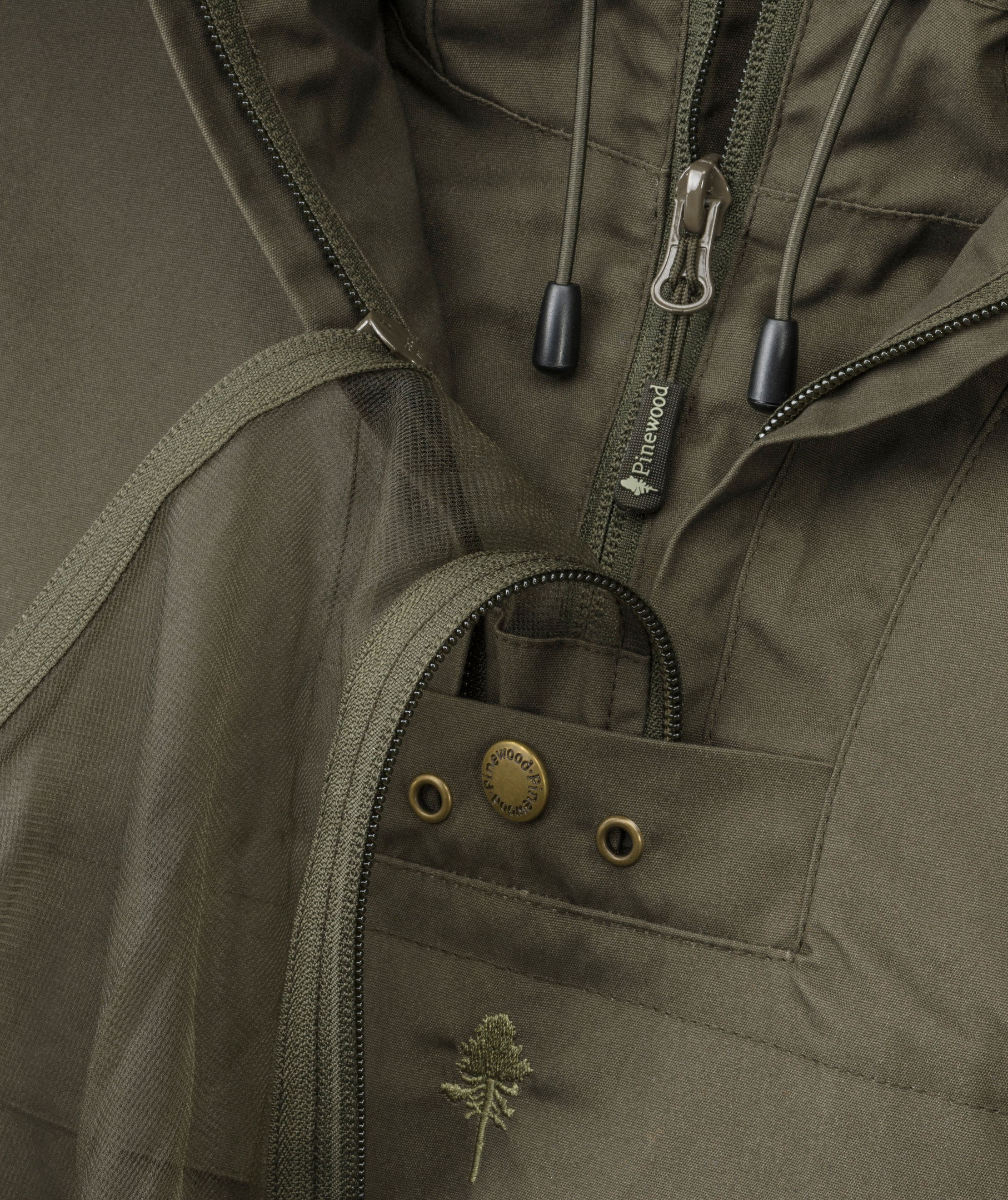 Pinewood Tikanni TC-stretch anorak, Jagt oliven, large image number 2