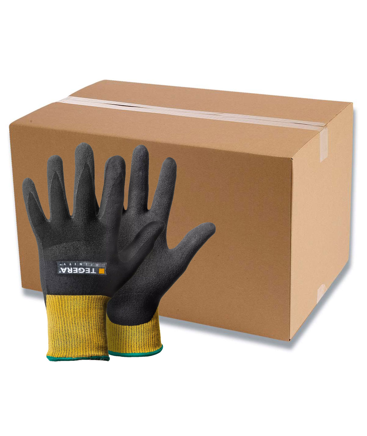 Tegera 8801 Infinity Arbeitshandschuhe (Box 120 Paare), Schwarz/Gelb