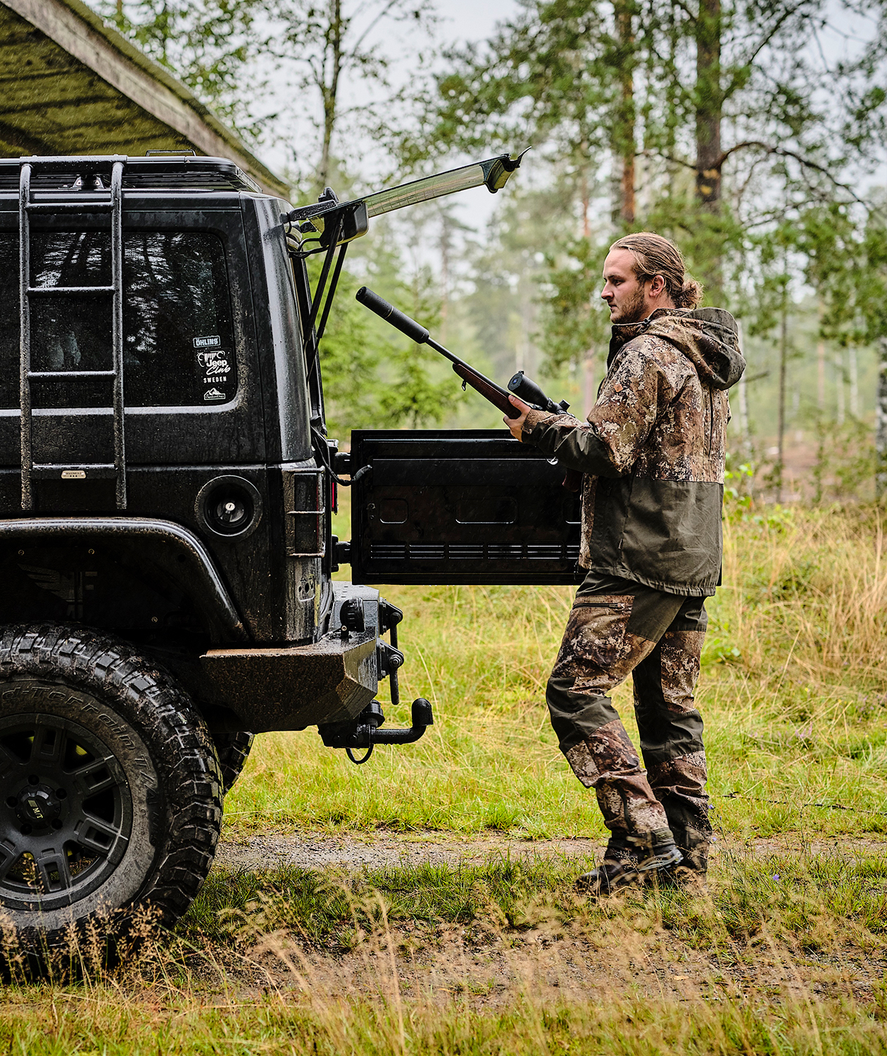 Pinewood Furudal Tracking Camou bukser, Strata/Mossgr&oslash;n, large image number 4