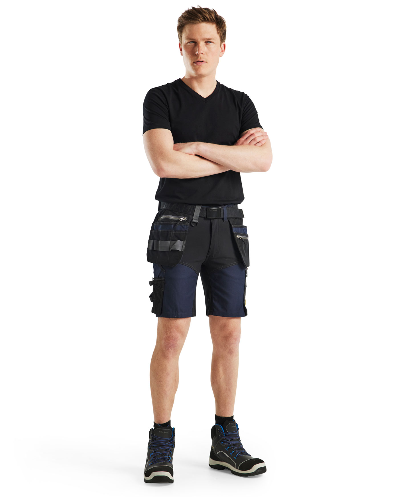 Bl&aring;kl&auml;der h&aring;ndverkershorts, M&oslash;rk Marinebl&aring;/Svart