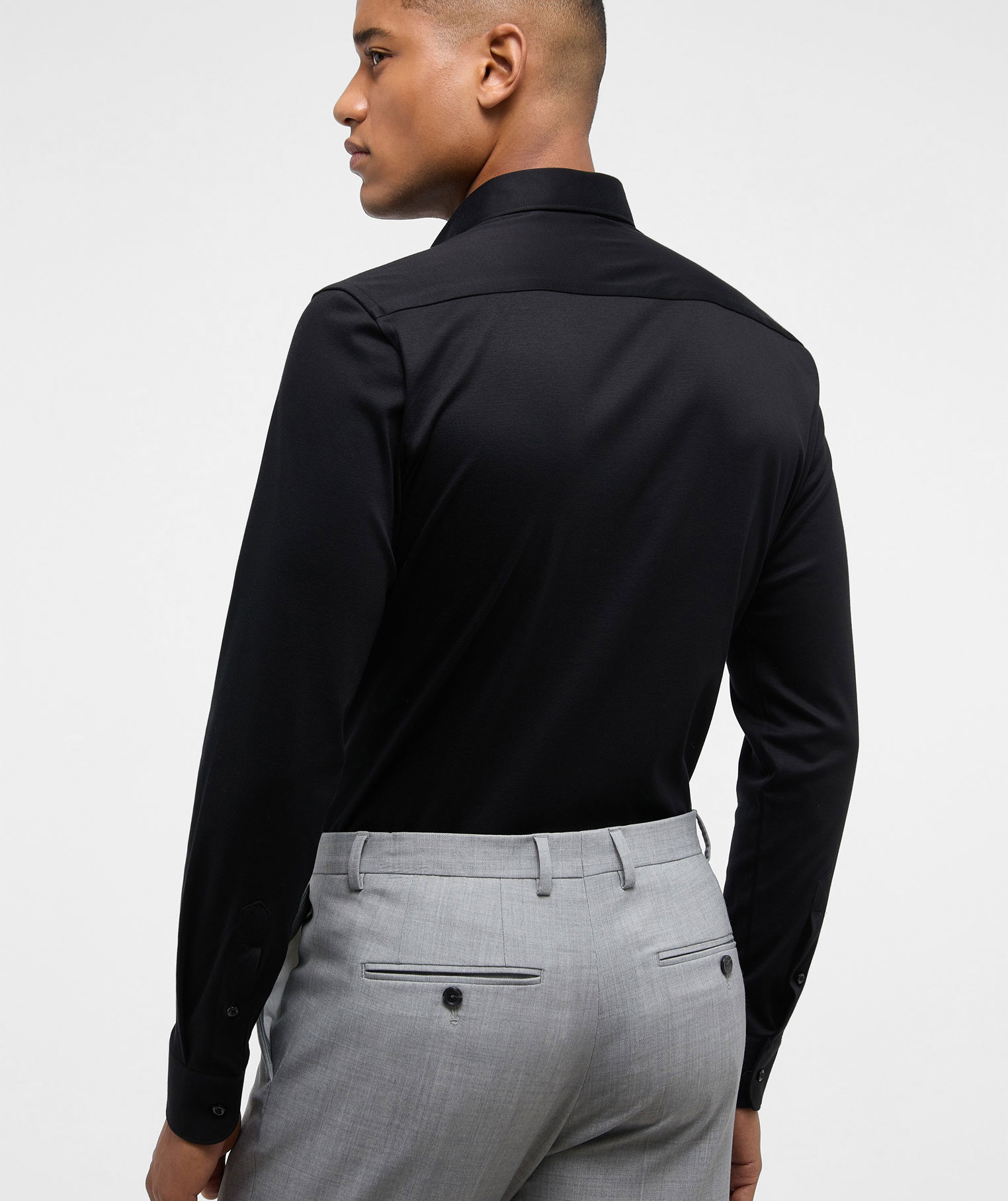Eterna Soft Tailoring Jersey Slim fit shirt, Black, large image number 2