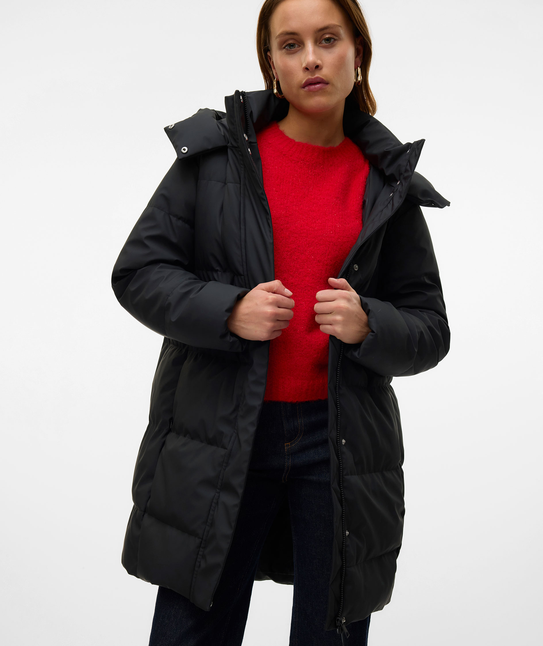 Vero Moda VMGRETAKYLIE coated vadderad jacka, Black, large image number 3