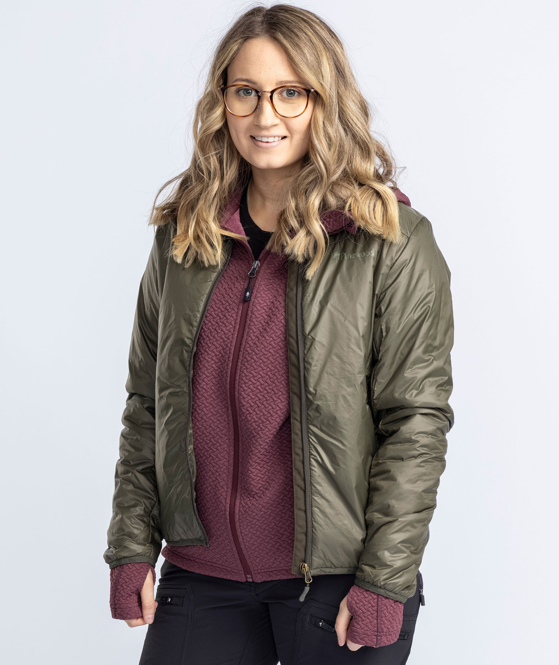 Pinewood Insulated dame midlayer med uld, Moss green, large image number 1