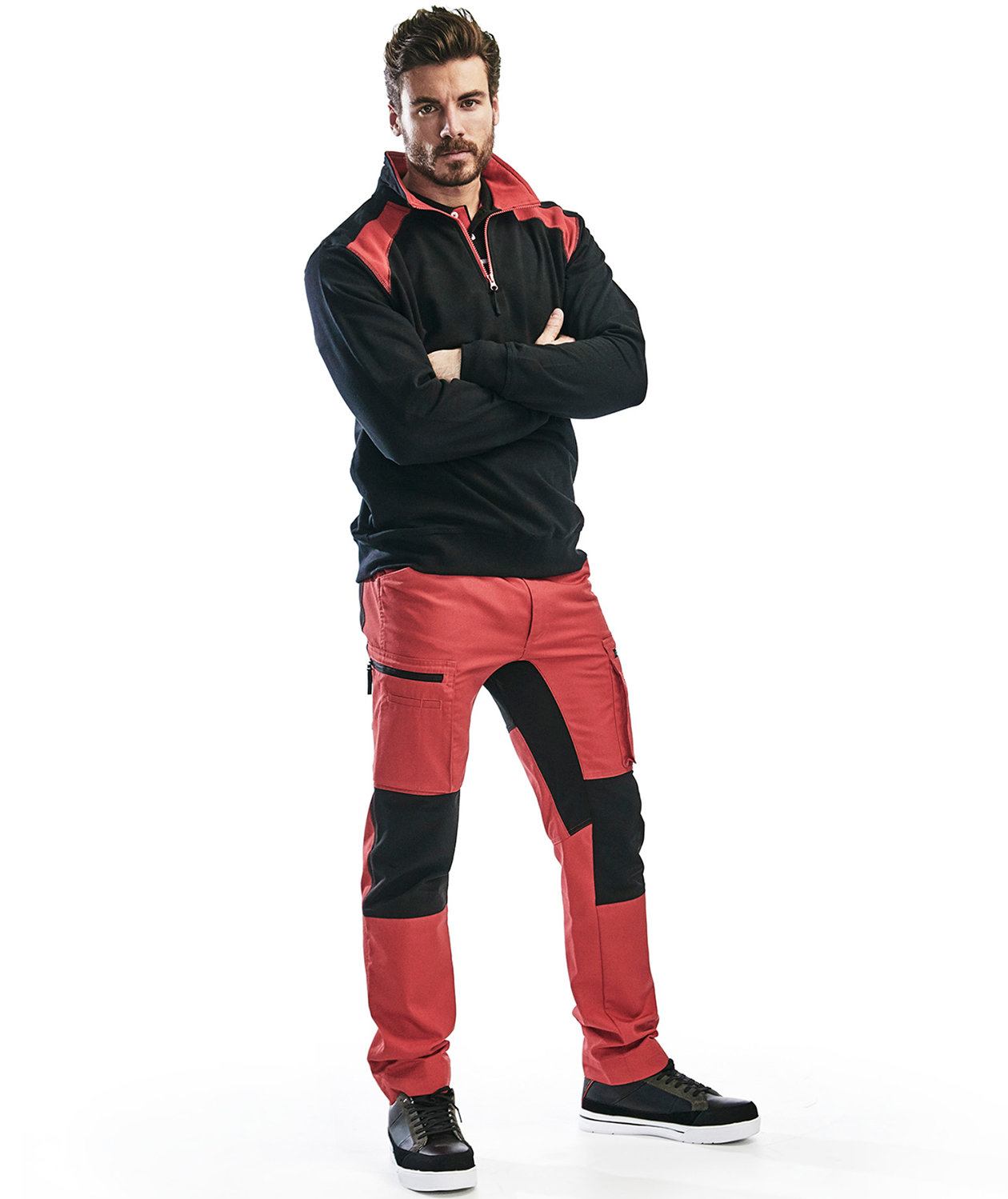 Bl&aring;kl&auml;der Unite Half-Zip sweatshirt, Sort/R&oslash;d, large image number 1