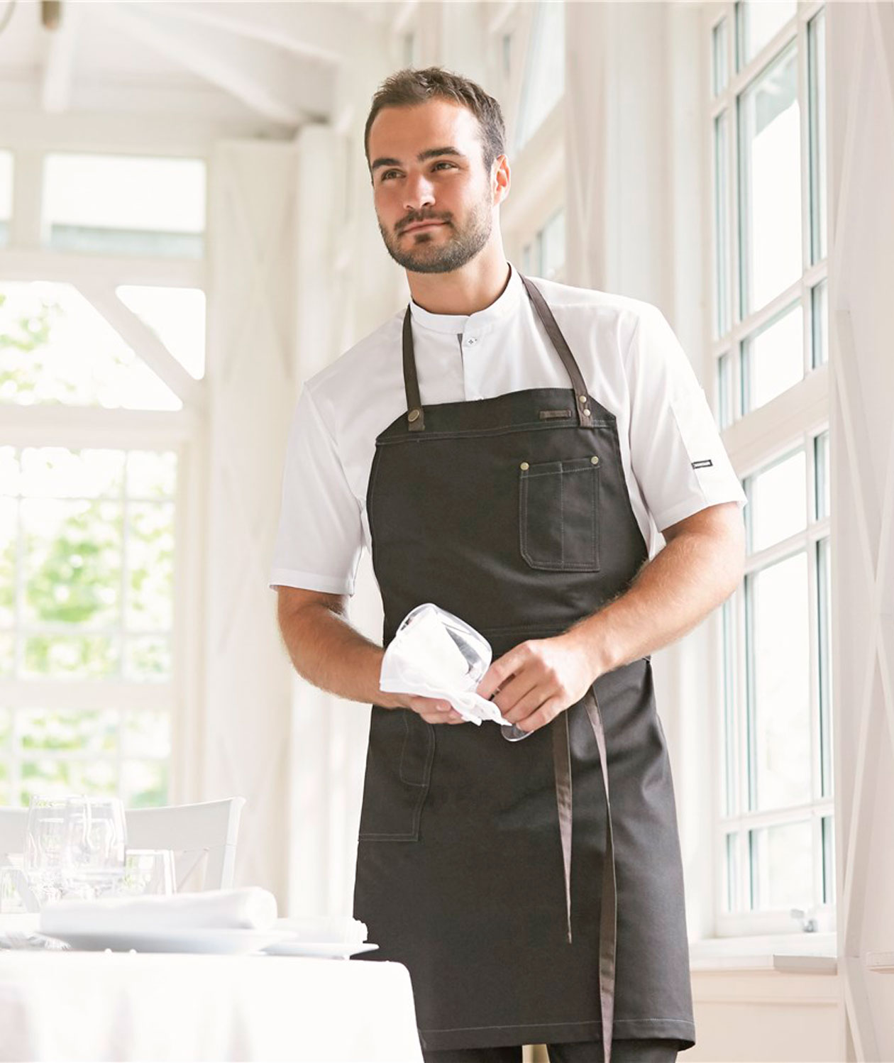 Kentaur Raw bib apron with pockets, Black/Brown, Black/Brown, large image number 1