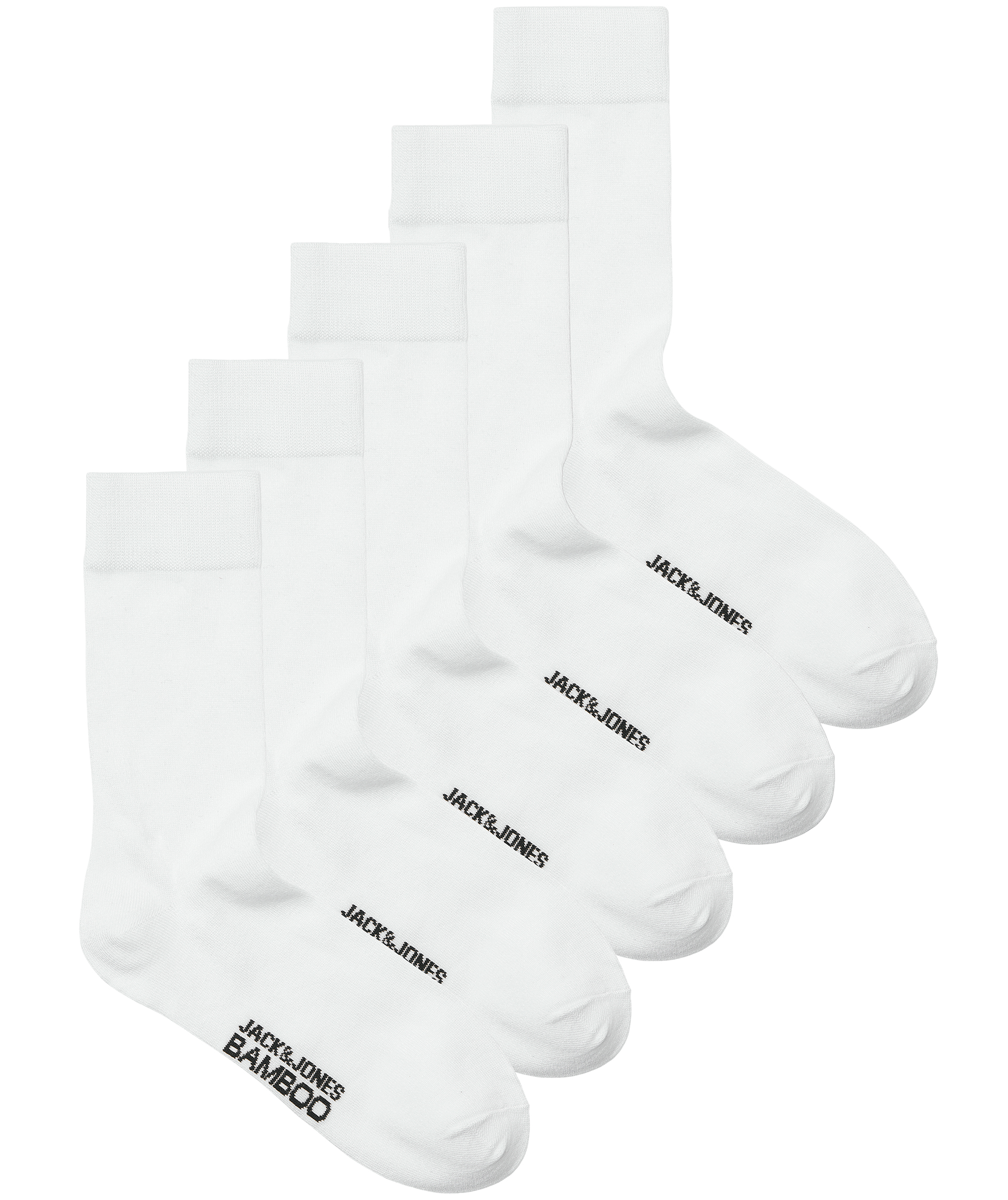 Jack & Jones JACBASIC 5-pack bamboo socks, White