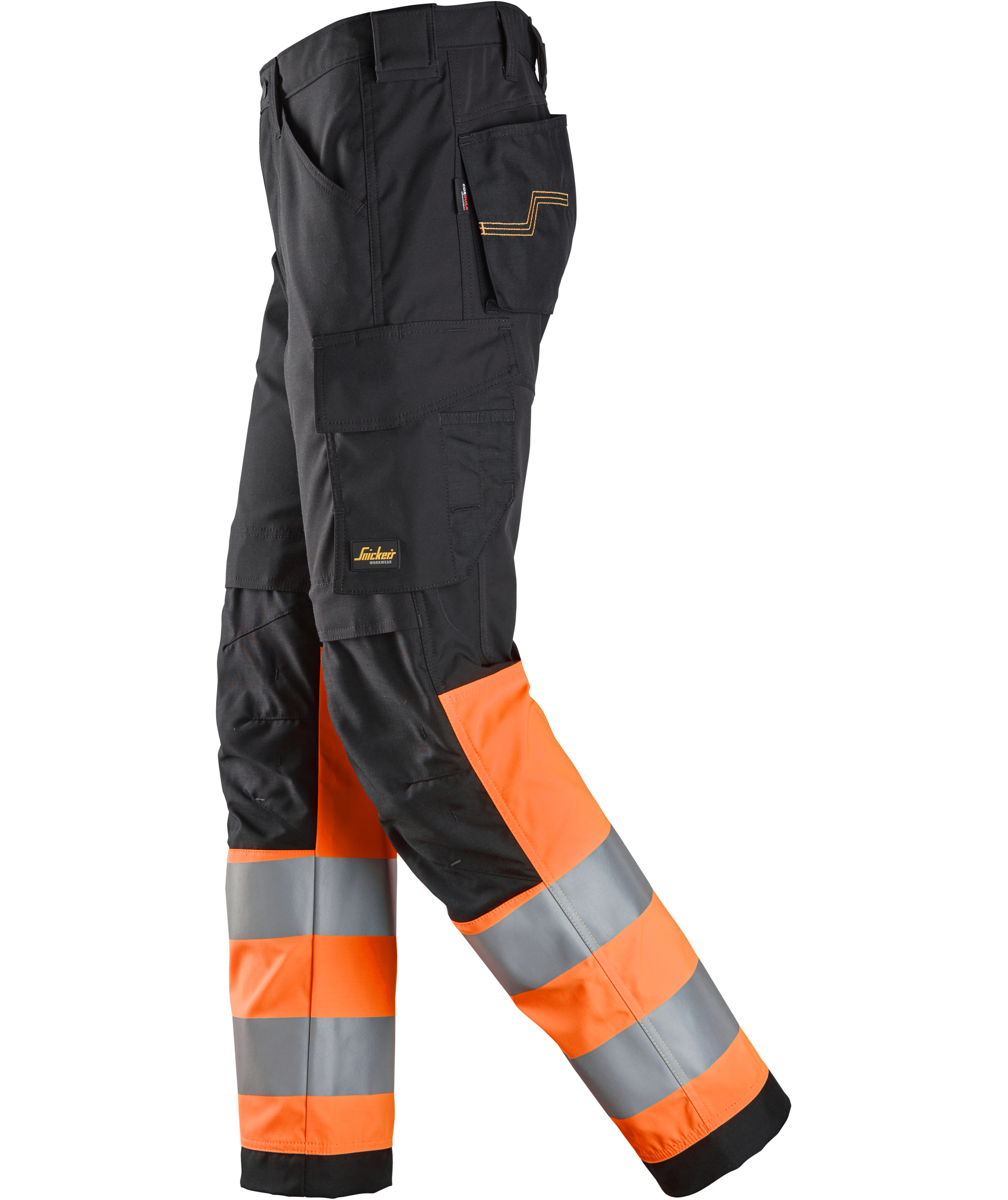 Snickers arbejdsbukser 6339, Hi-Vis Sort/Orange, large image number 3