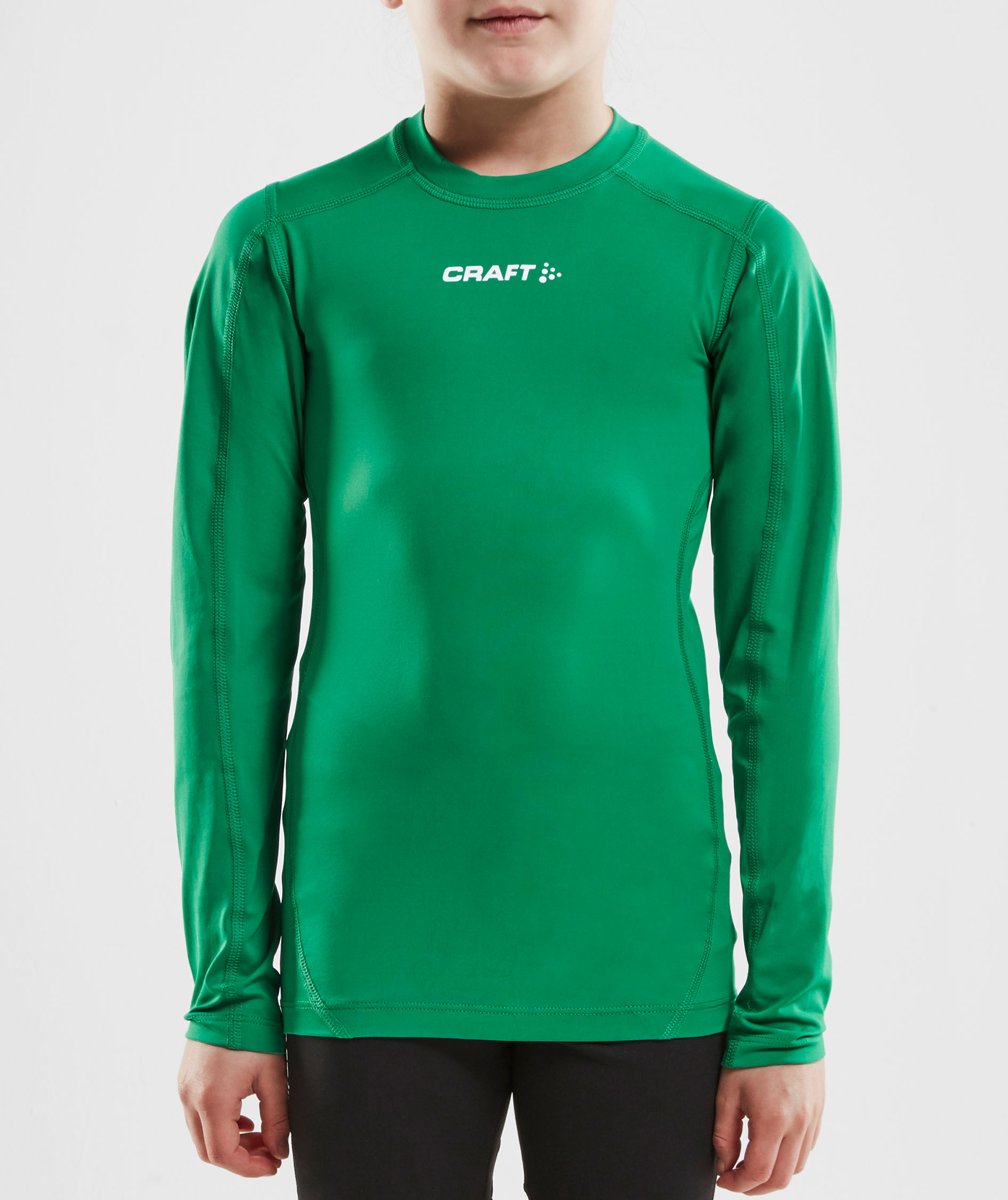 Craft Pro Control Compression l&aring;ng&auml;rmad T-shirt till barn, Team green, large image number 1