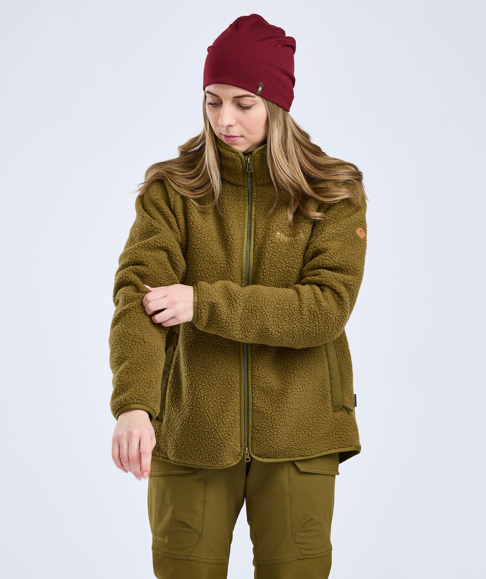 Pinewood Forest Pile dame fiberpelsjakke, Olive green, large image number 10