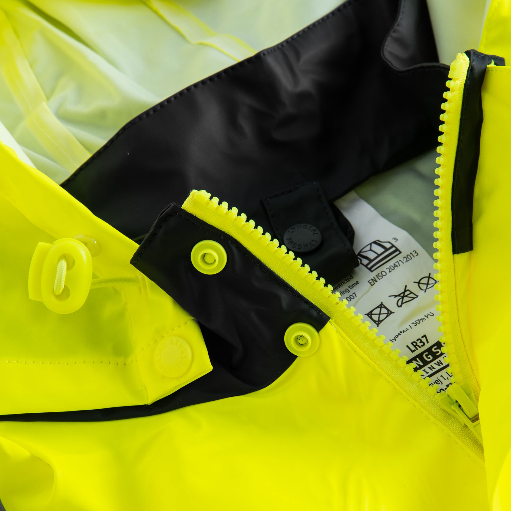 Lyngs&oslash;e PU regnjacka, Varsel gul/marinbl&aring;