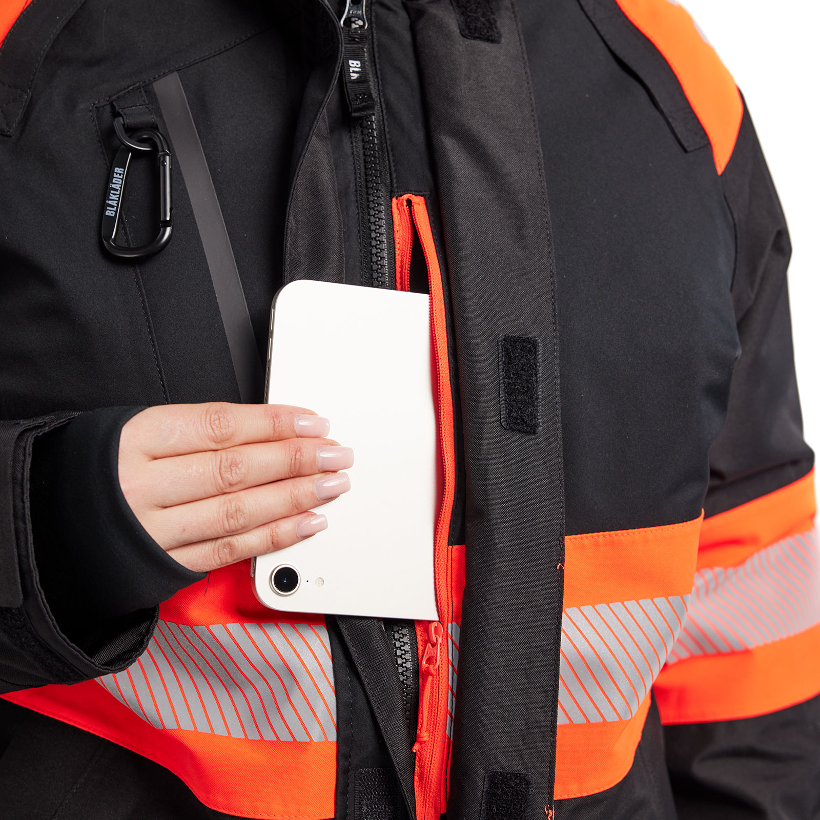 Bl&aring;kl&auml;der dame vinterjakke, Svart/Hi-Vis R&oslash;d, large image number 5