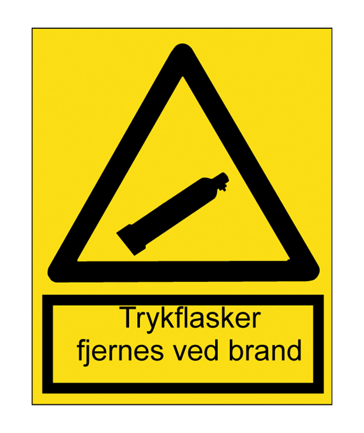 OX-ON advarselsskilt Trykflasker fjernes ved brand A4, Yellow, Yellow, large image number 0