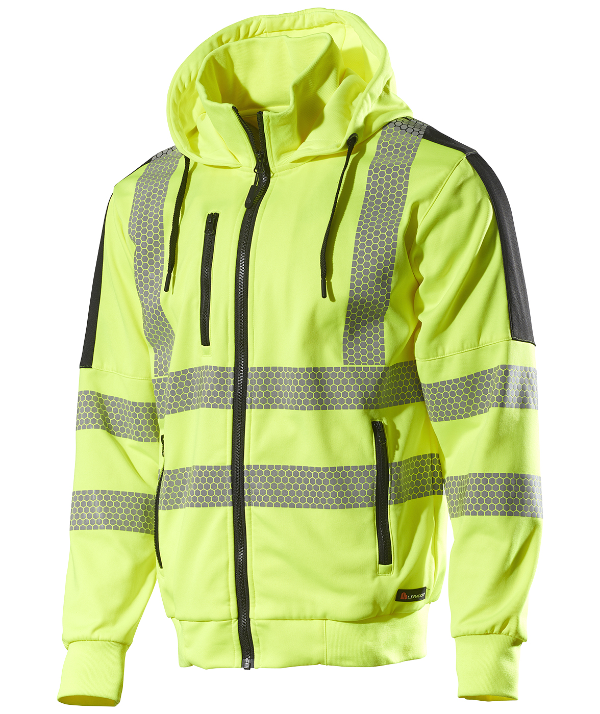 L.Brador hoodie med dragkedja 6123P, Varsel Gul/Svart