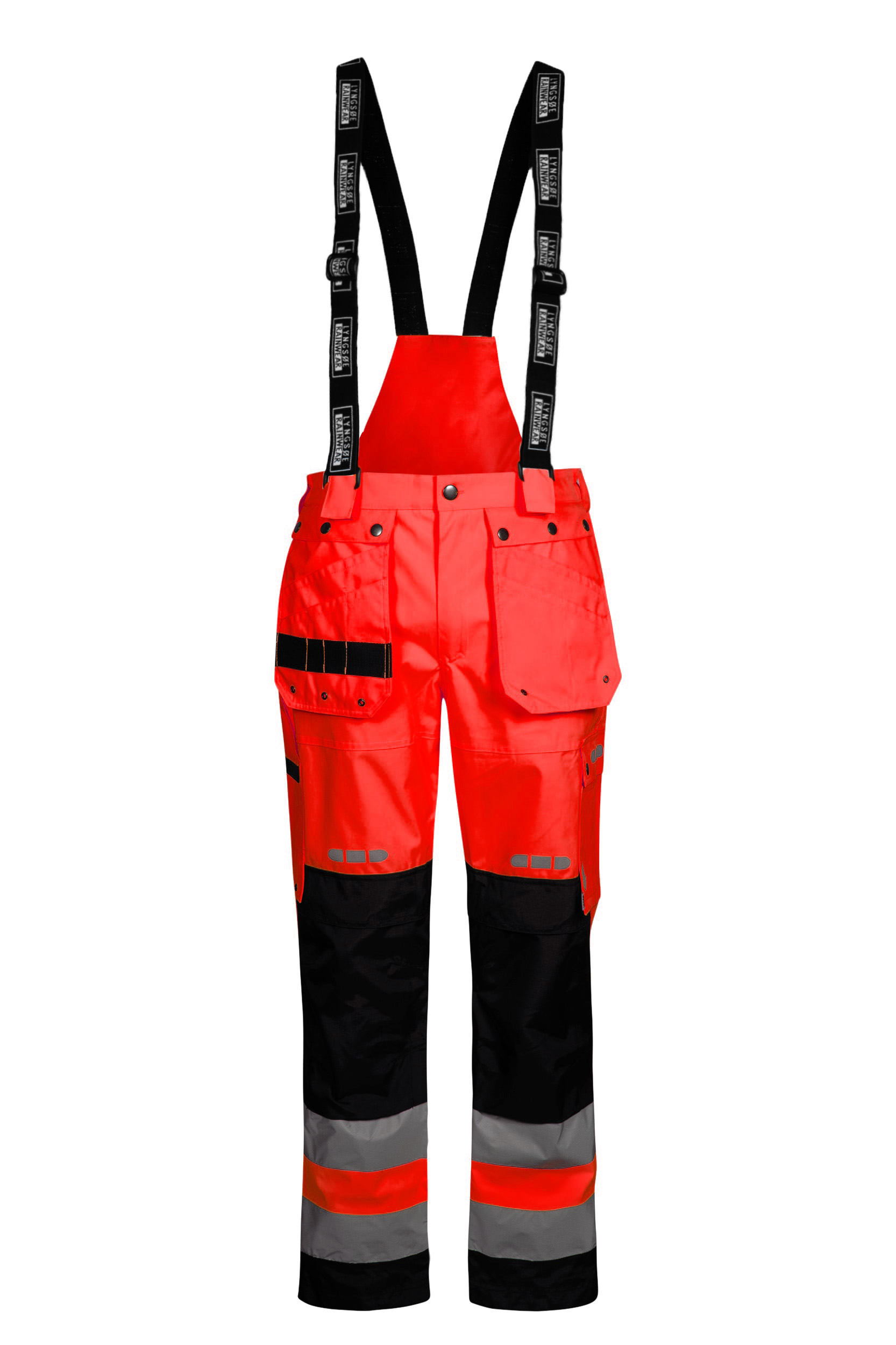 Lyngsoe hantverksregnbyxa, Varsel r&ouml;d/svart