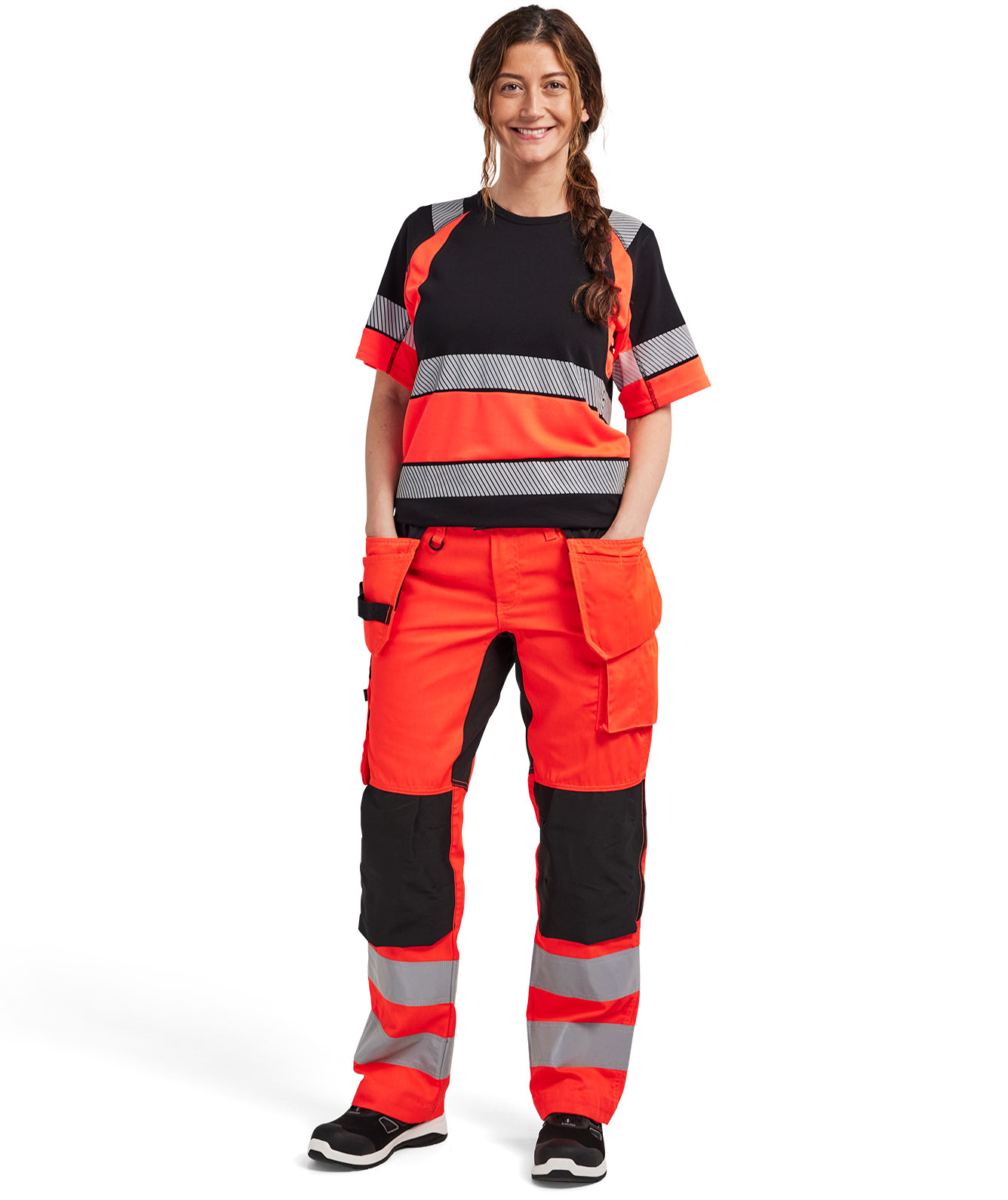 Bl&aring;kl&auml;der women's T-shirt, Black/Hi-Vis Red, large image number 1