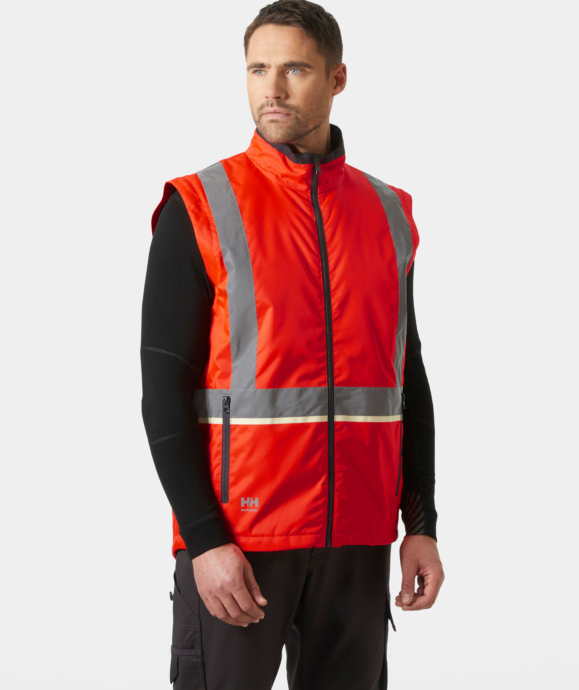 Helly Hansen UC-ME 2-i-1 insulator jakke, Hi-Vis R&oslash;d/Ebony, large image number 1