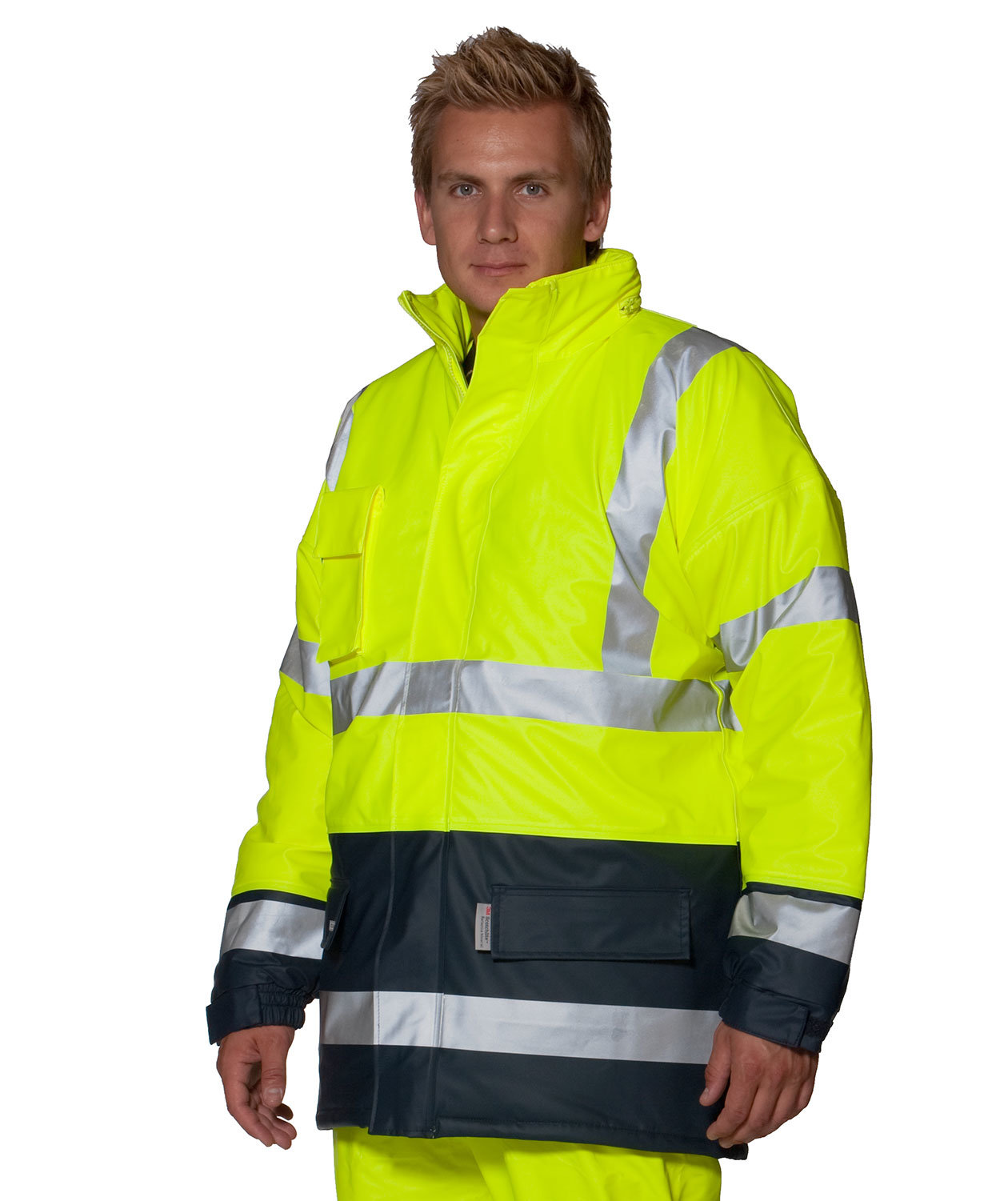 Ocean Weather Comfort vadderad regnjacka, Varsel gul/marinbl&aring;