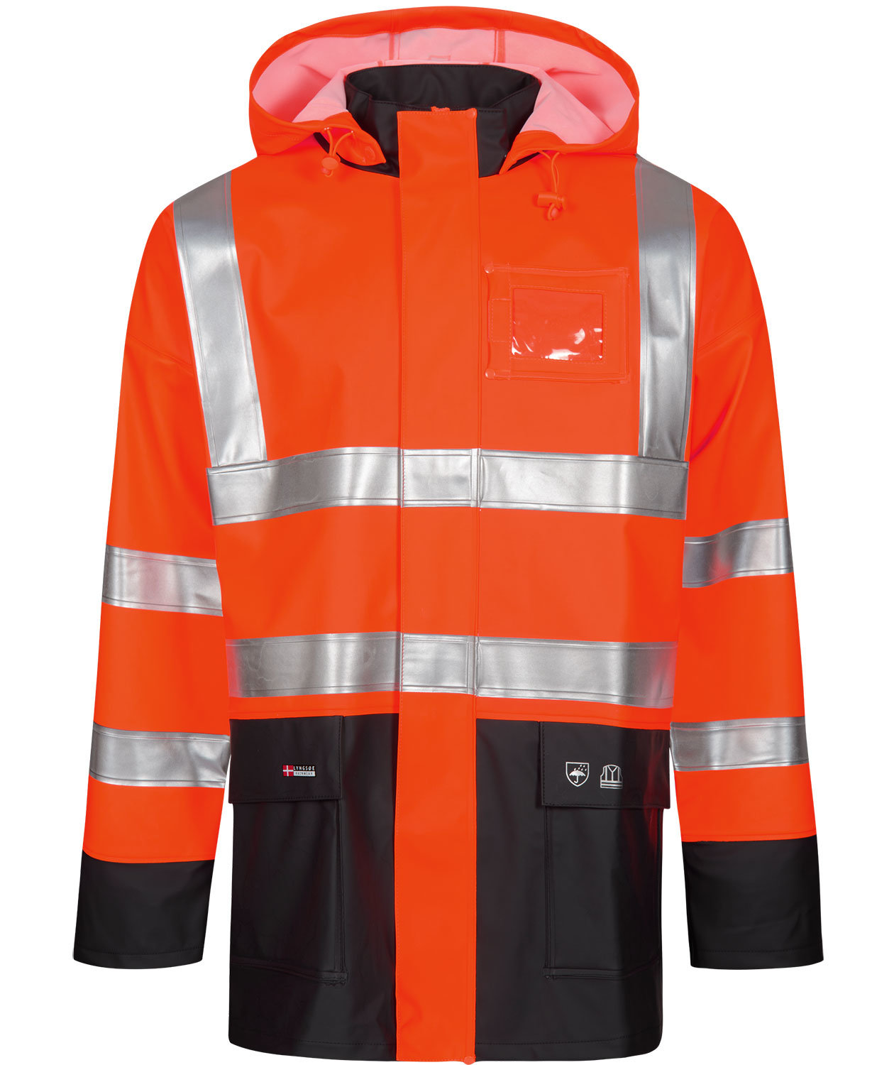 Lyngs&oslash;e PU/PVC regnjacka, Varsel r&ouml;d/marinbl&aring;