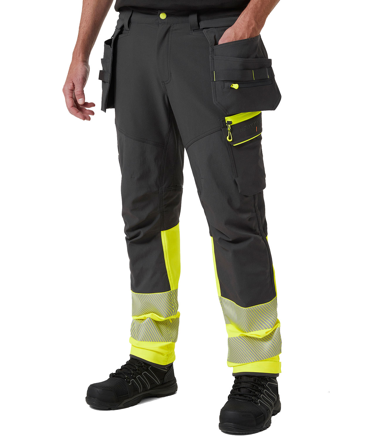 Helly Hansen ICU BRZ h&aring;ndverksbukse full stretch, Ebony/Hi-Vis Gul