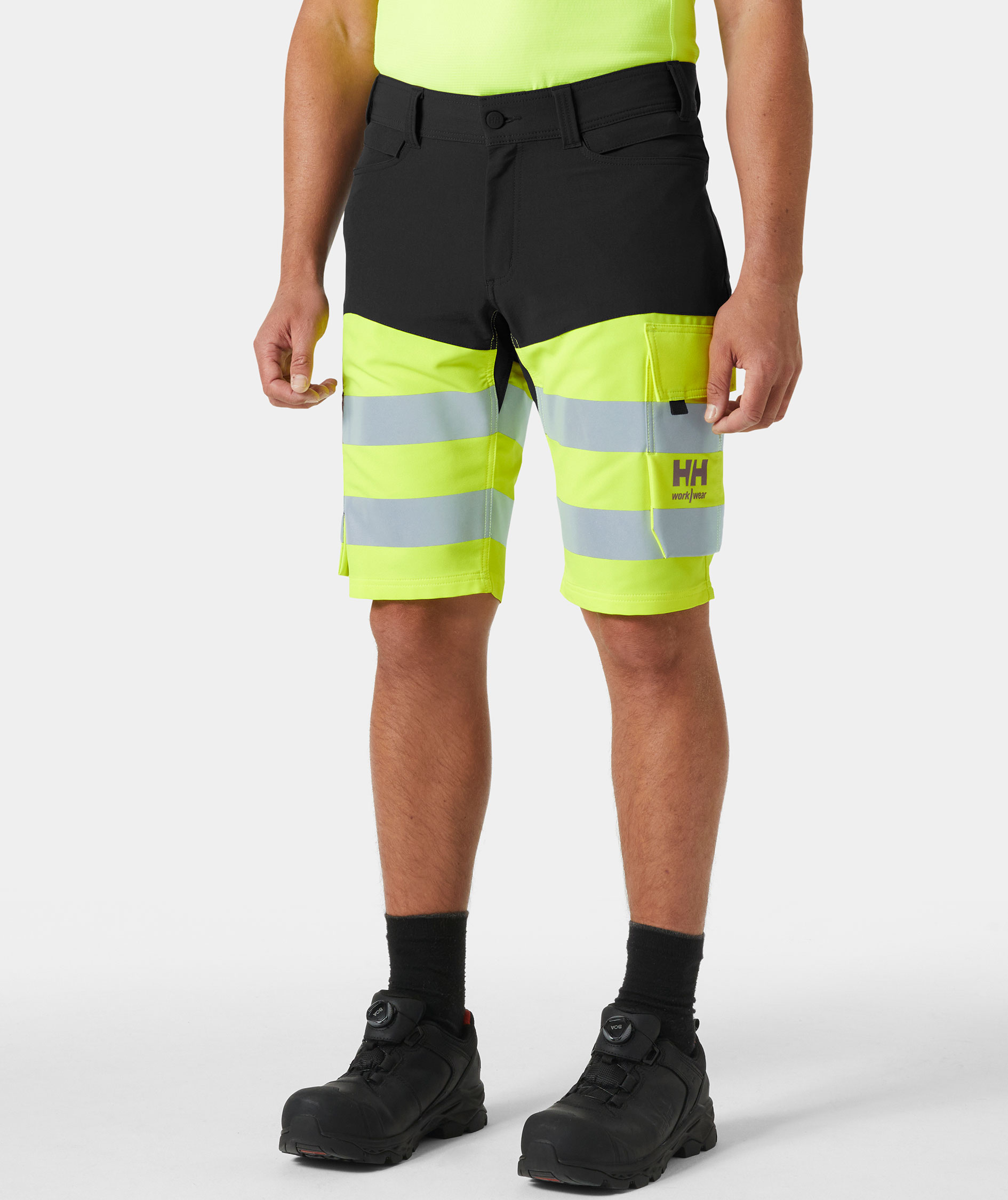 Helly Hansen Alna 4X Connect&trade; arbeidsshorts full stretch, Hi-vis Gul/Ebony
