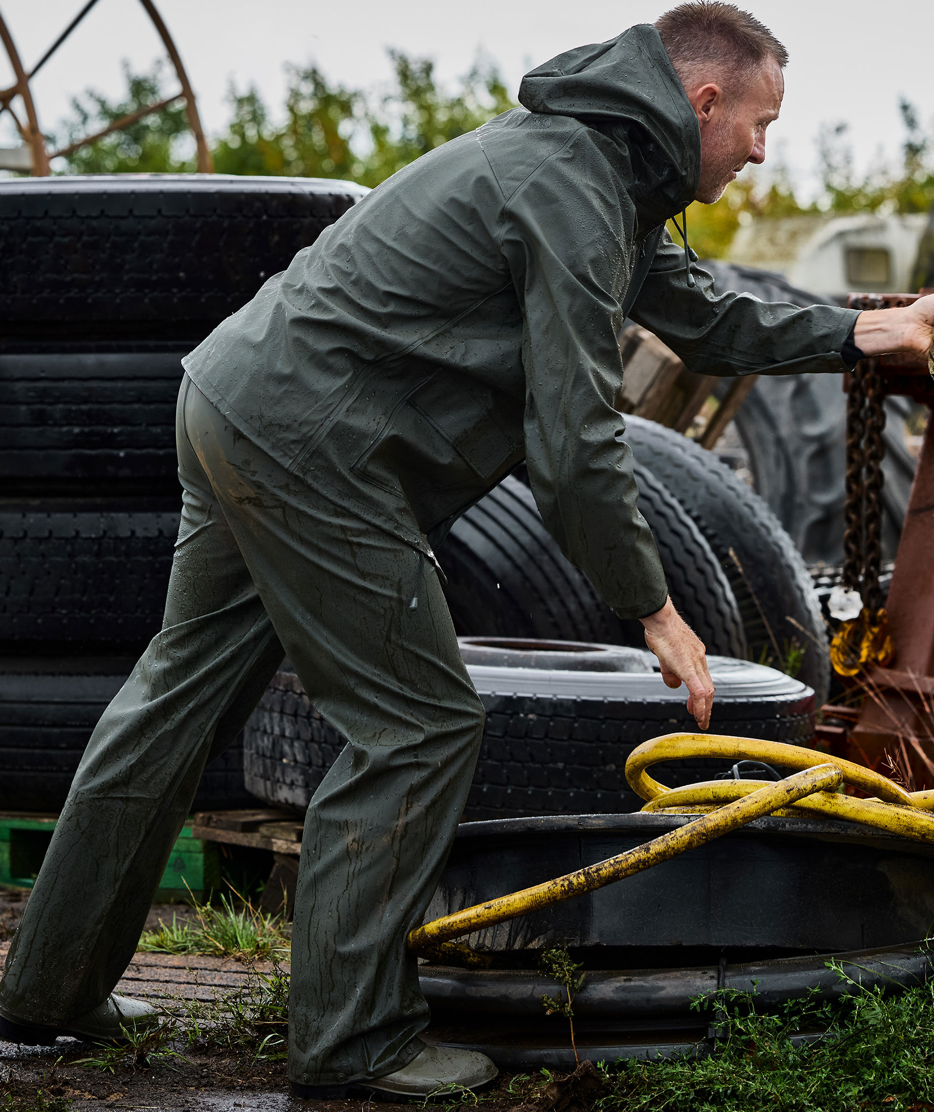 ELKA Elements Outdoor PU/PVC regnbukser, Olivengr&oslash;n, large image number 2