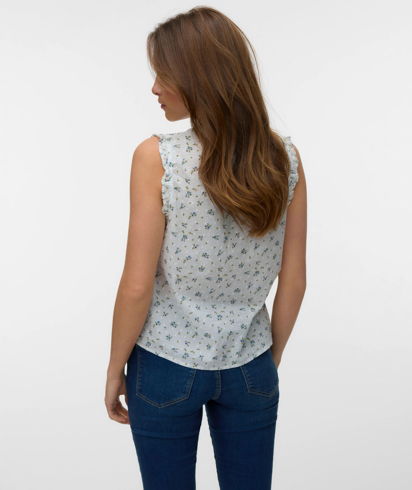 Vero Moda VMTRINE women's blouse, Snow White/Marguerite Blue Jasper, large image number 2