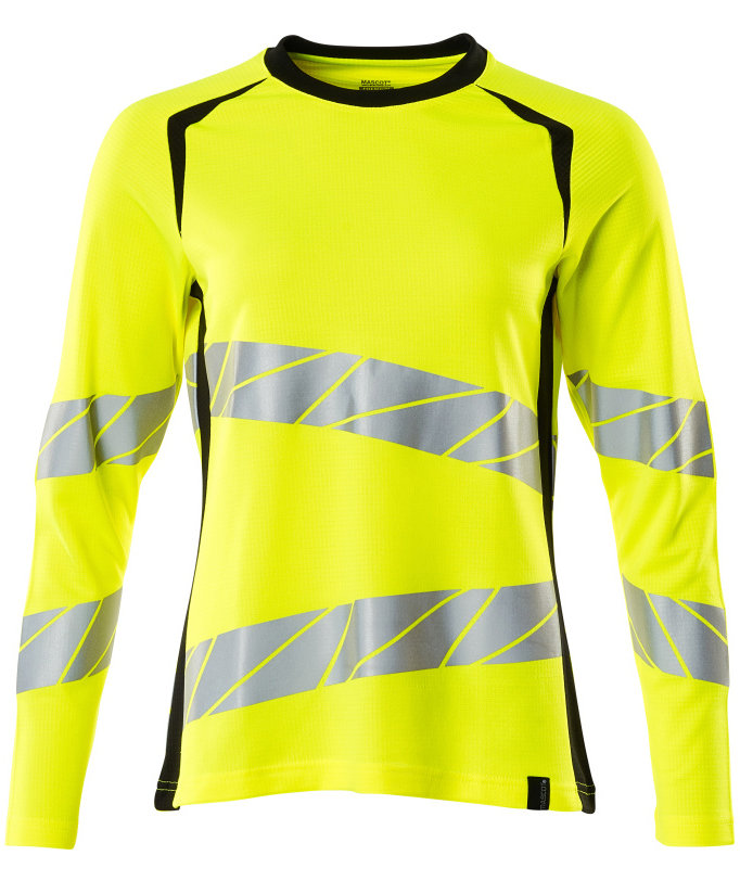 Mascot Accelerate Safe langermet dame T-skjorte, Hi-vis Gul/Svart, Hi-vis Gul/Svart, swatch