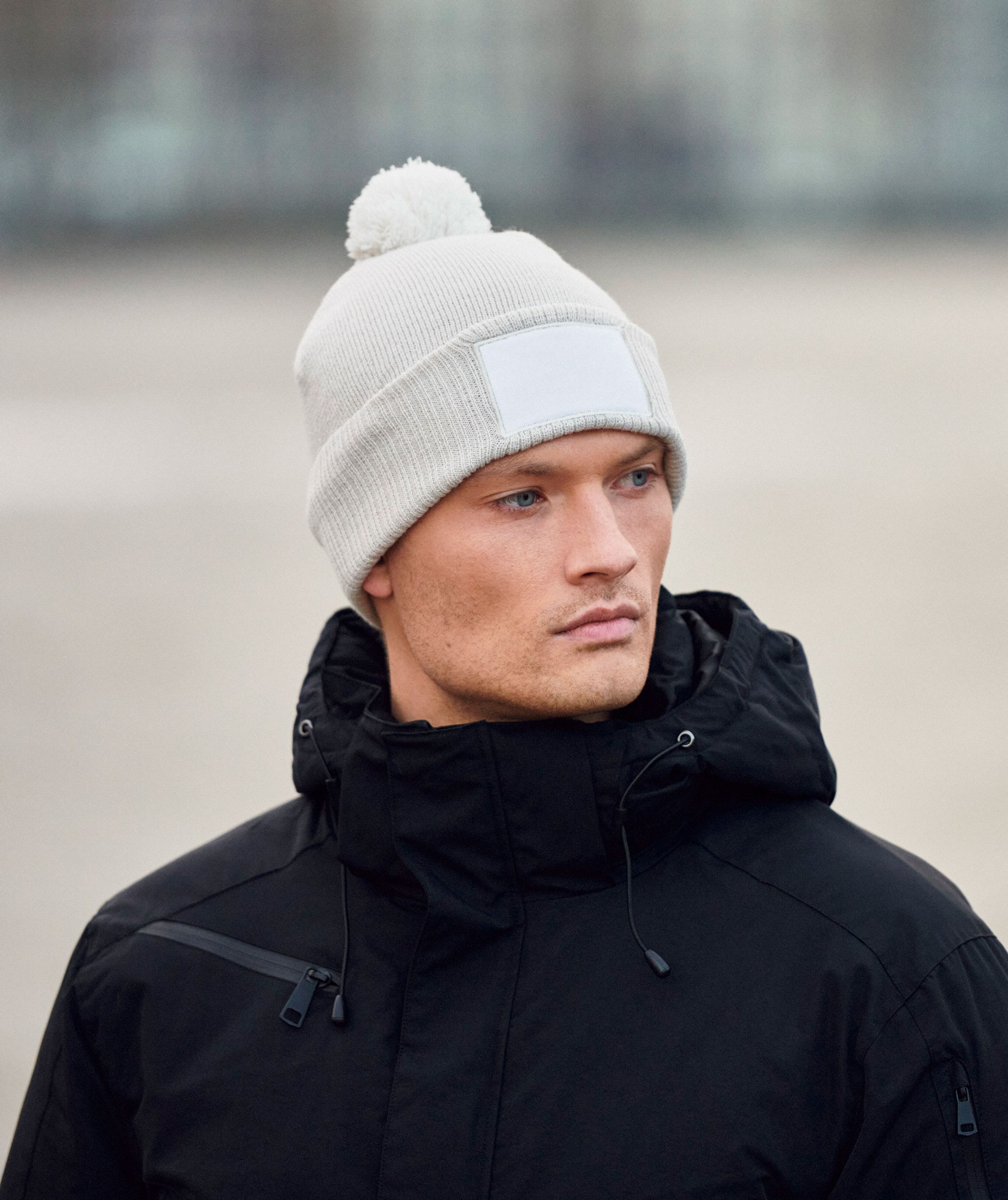 Clique Bryan Patch knitted beanie, Stone, Stone, large image number 1