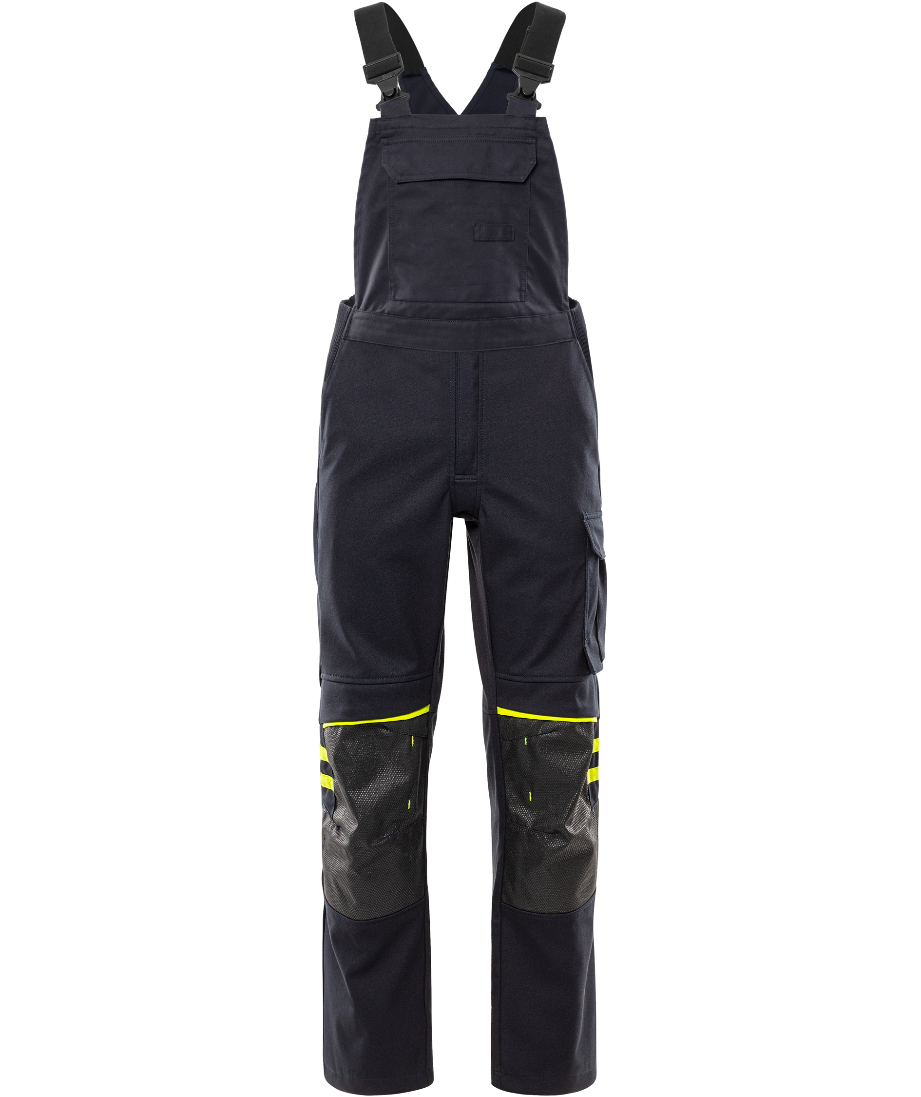 Fristads Flamestat softshell selebukse 1180 FSS, M&oslash;rk Marine/Hi-Vis Gul