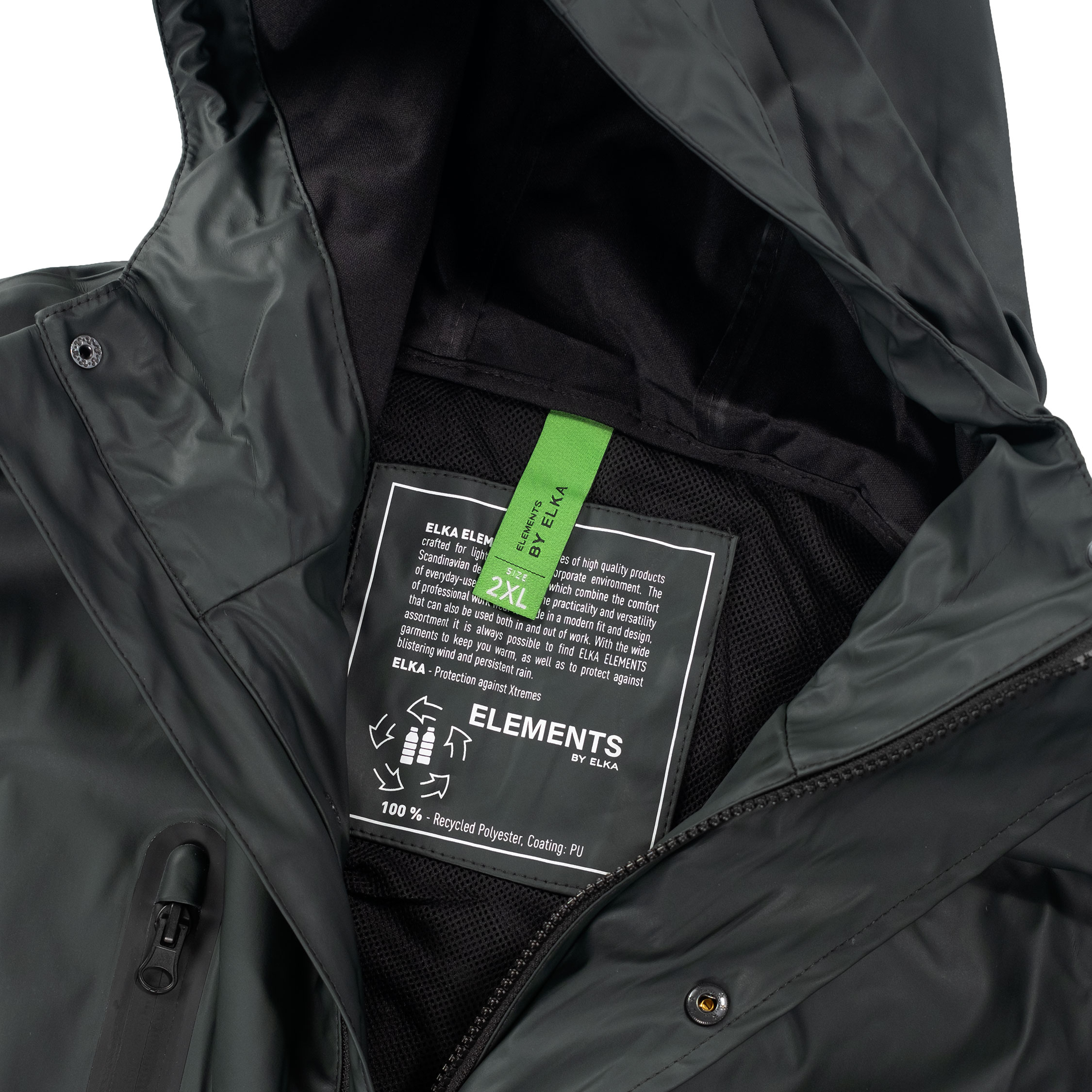 ELKA Recycled PU rain jacket, Dark salamander, large image number 5