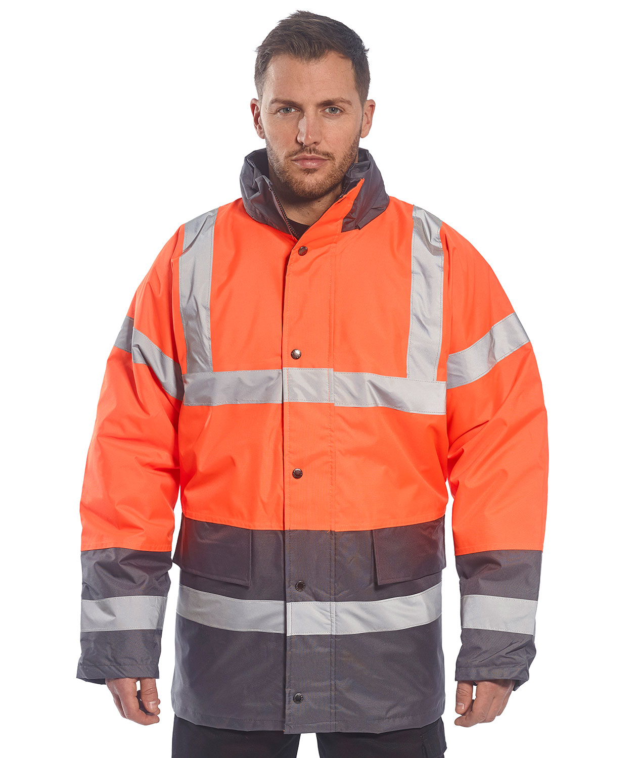 Portwest Parka, Hi-vis orange/Grau