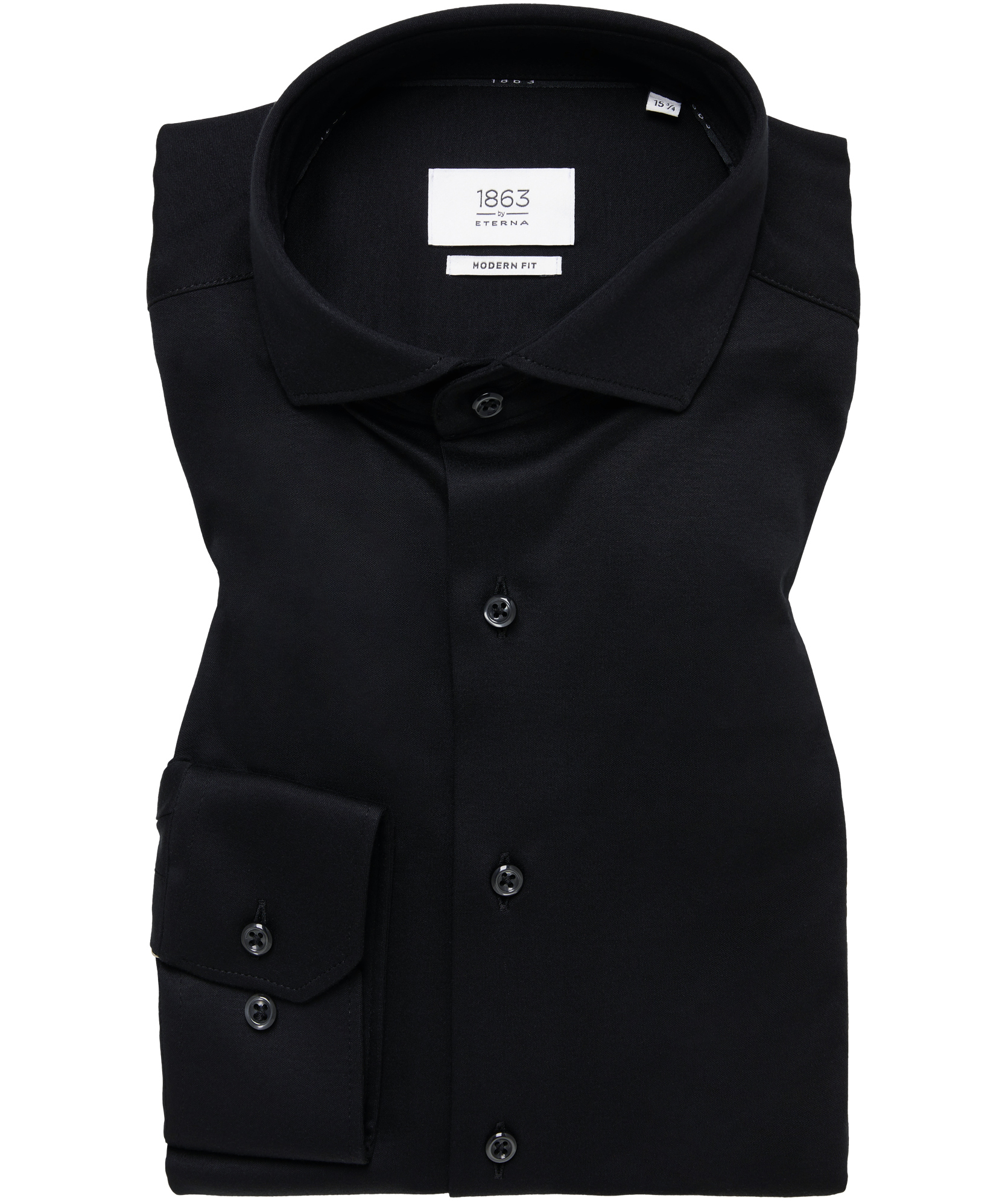 Eterna Soft Tailoring Jersey Modern fit Hemd, Black, large image number 4
