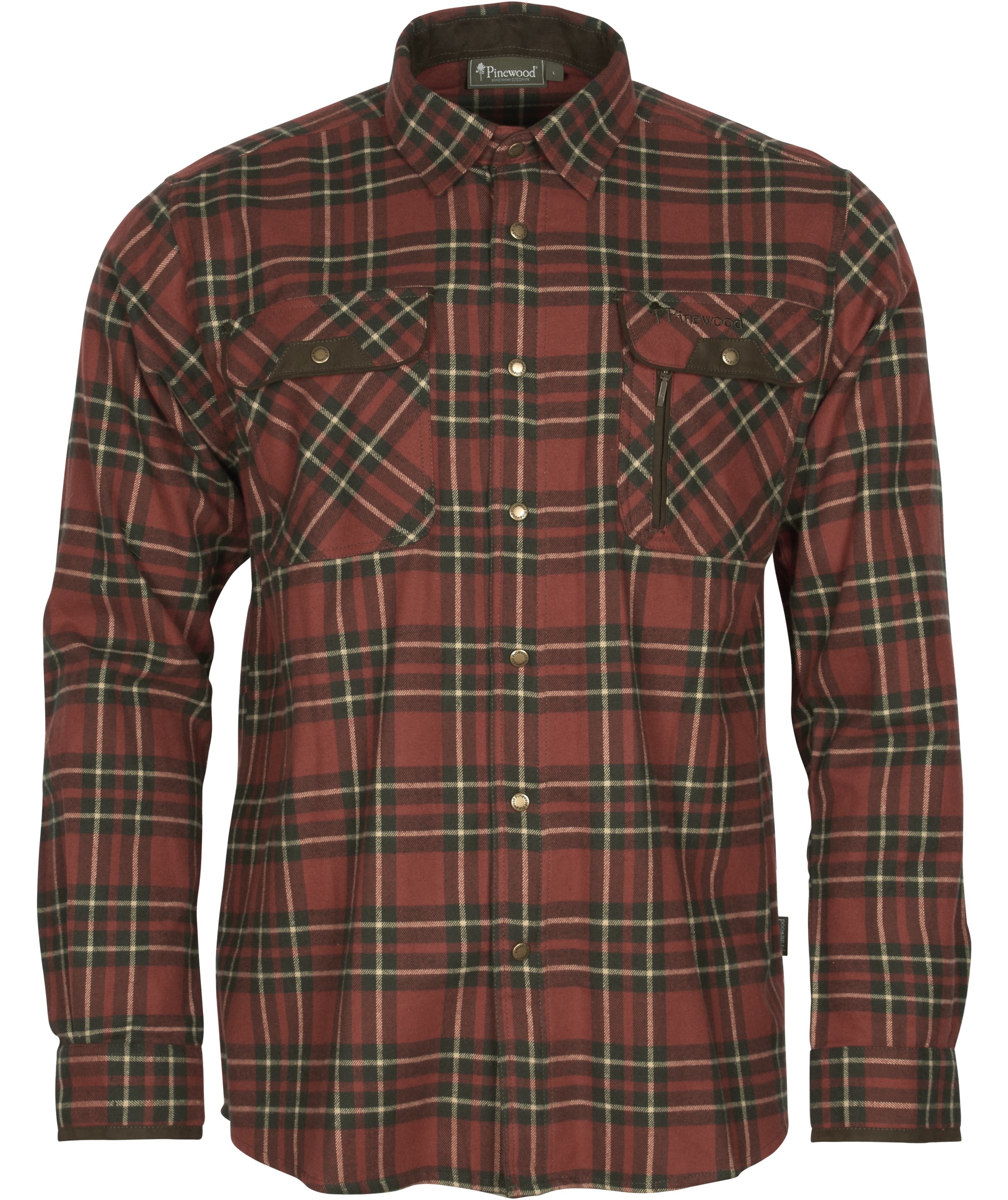 Pinewood Prestwick Exclusive skovmandsskjorte, Dark Terracotta/Dark Green, Dark Terracotta/Dark Green, swatch