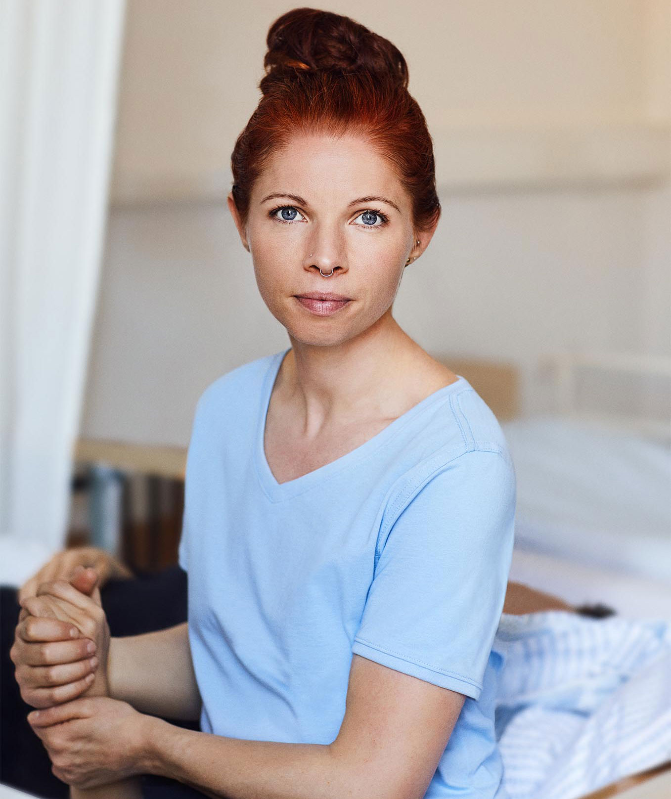 ID PRO wear CARE  dame T-skjorte, Lys Bl&aring;