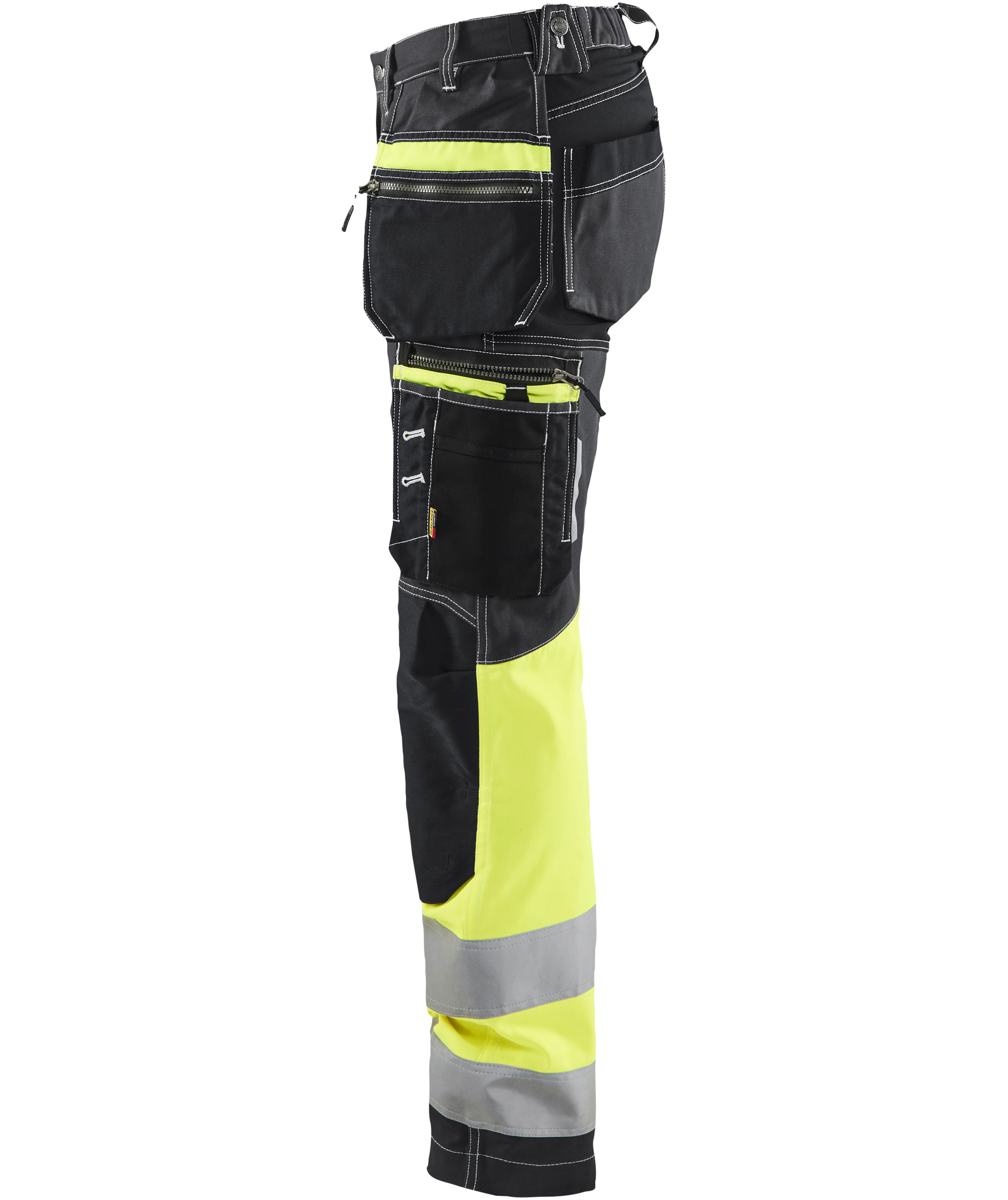 Bl&aring;kl&auml;der dame h&aring;ndv&aelig;rkerbukser, Sort/Hi-Vis Gul, large image number 4