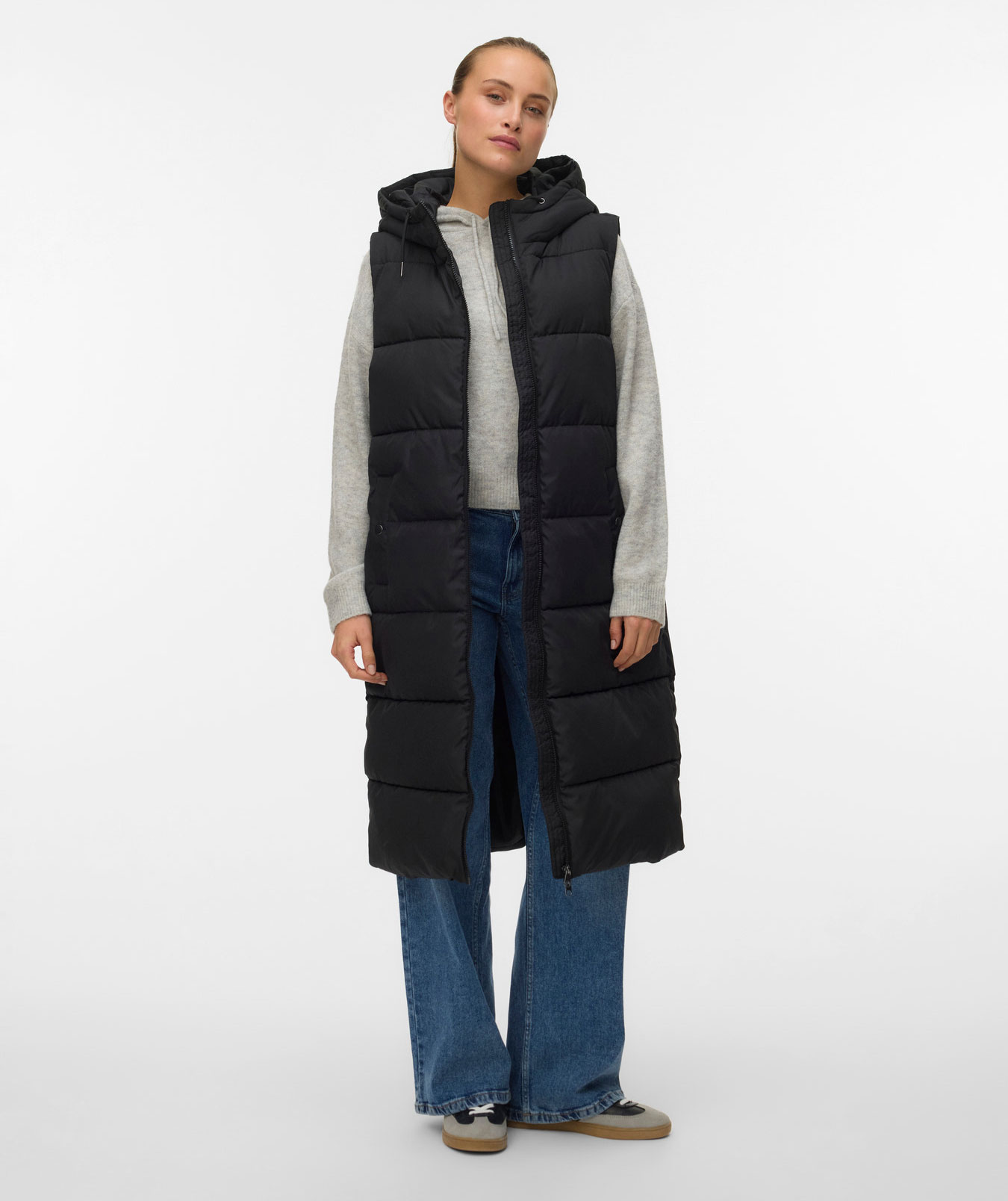 Vero Moda VMMICHELLE l&aring;ng vadderad v&auml;st dam, Black, large image number 1