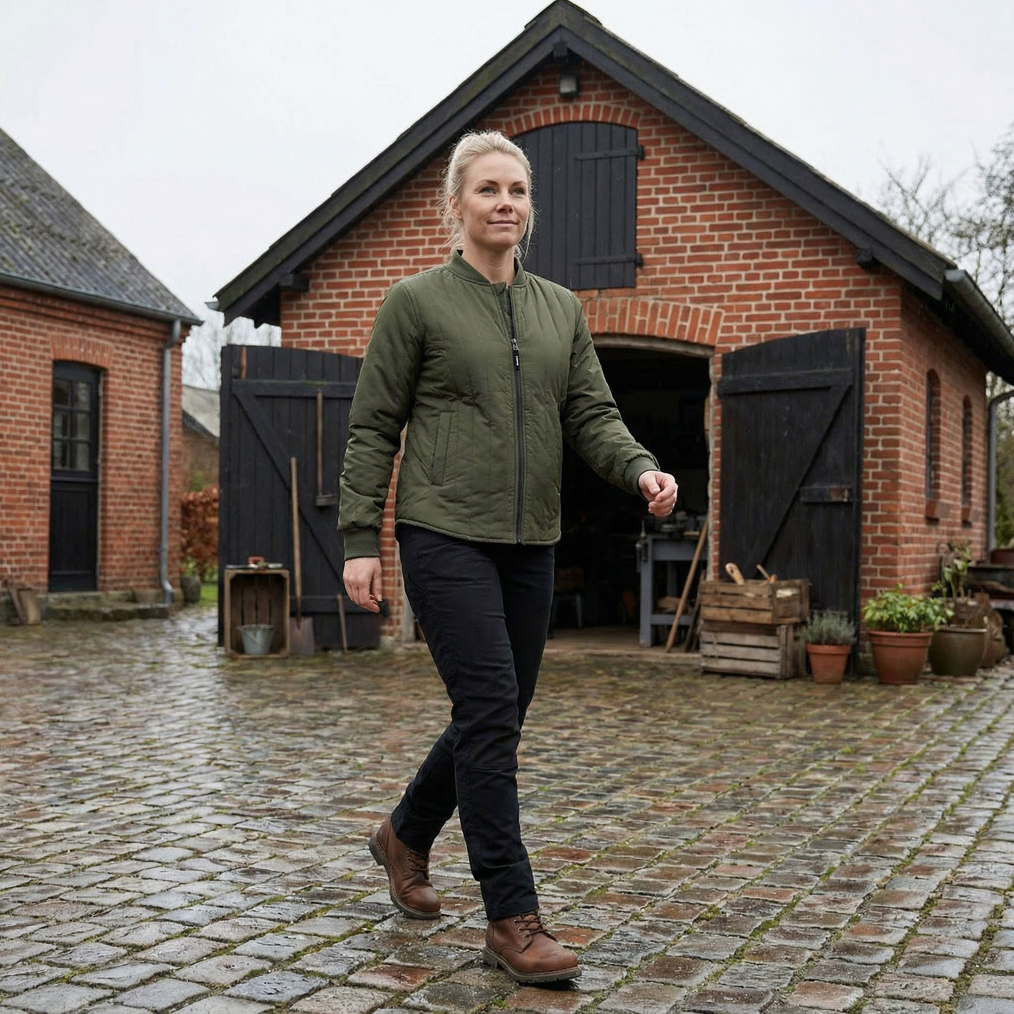 ID CORE vattert damejakke, Olivengr&oslash;nn