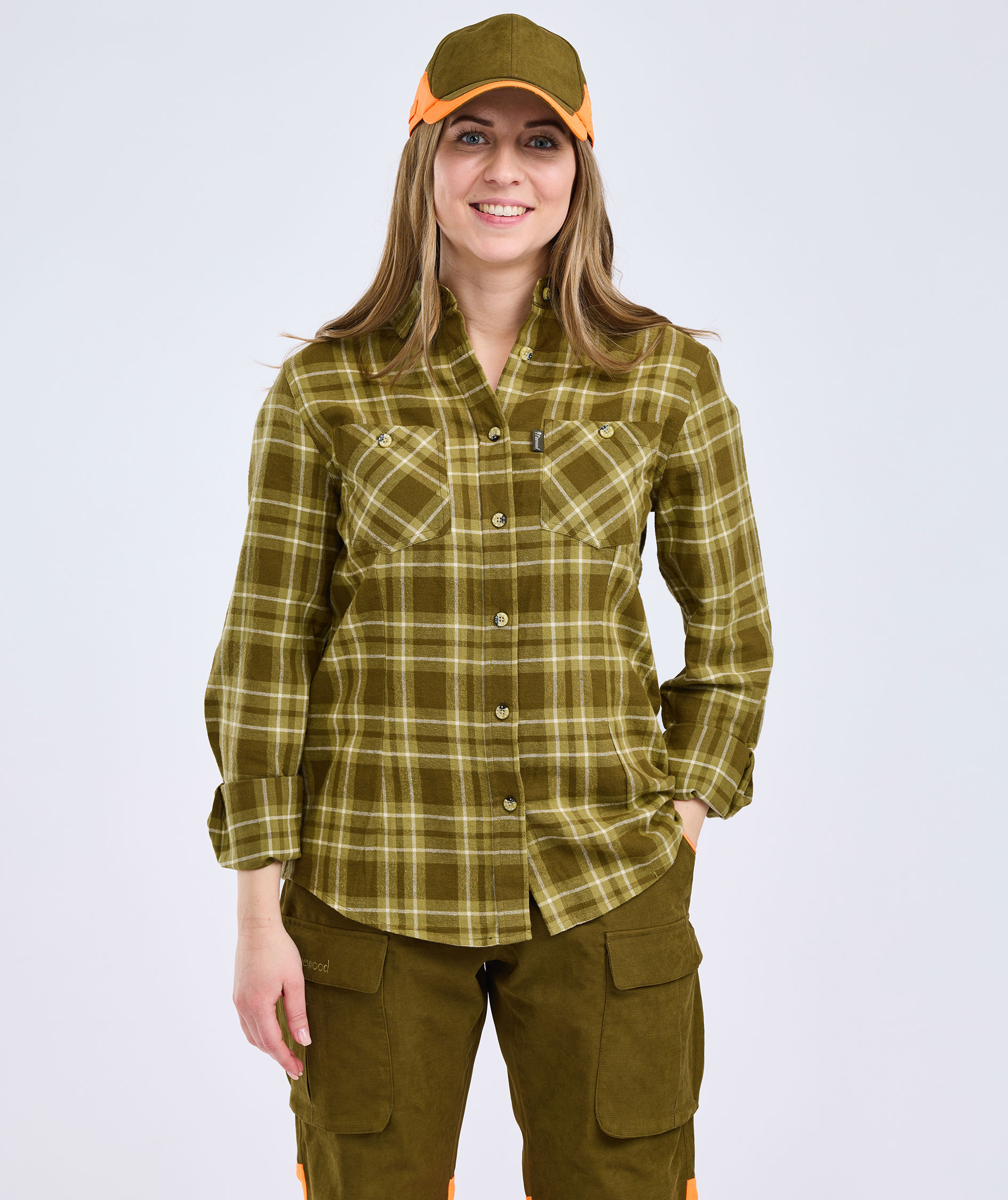 Pinewood H&auml;rjedalen dame flannelskjorte, Olive green, large image number 1