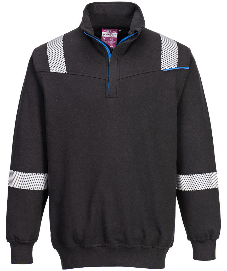 Portwest WX3 Modaflame half zip Sweatshirt, Schwarz, large image number 0