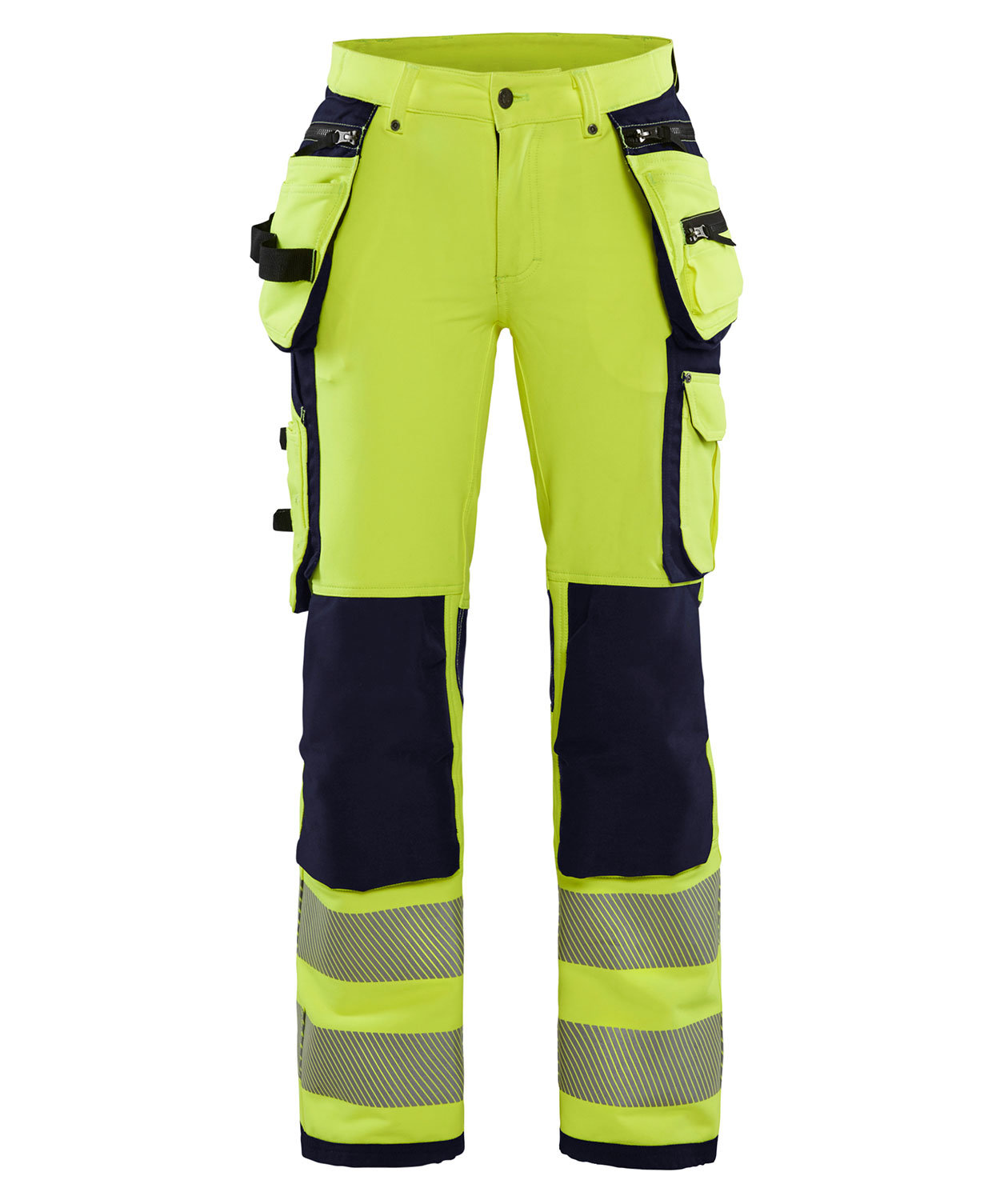 Bl&aring;kl&auml;der hantverksbyxa dam full stretch, Varsel yellow/marinbl&aring;