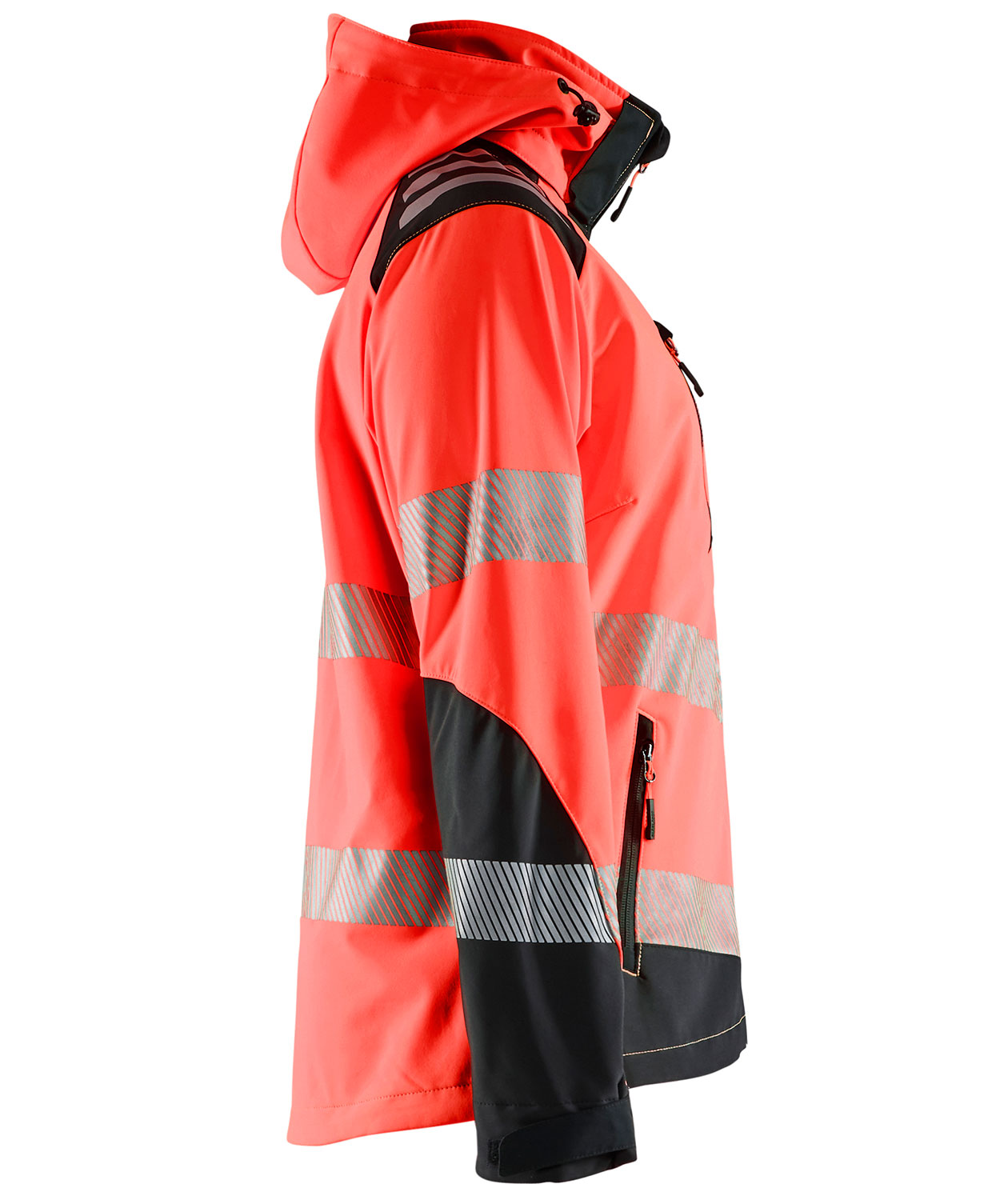 Bl&aring;kl&auml;der dame softshelljakke full stretch, Hi-Vis r&oslash;d/sort, large image number 2