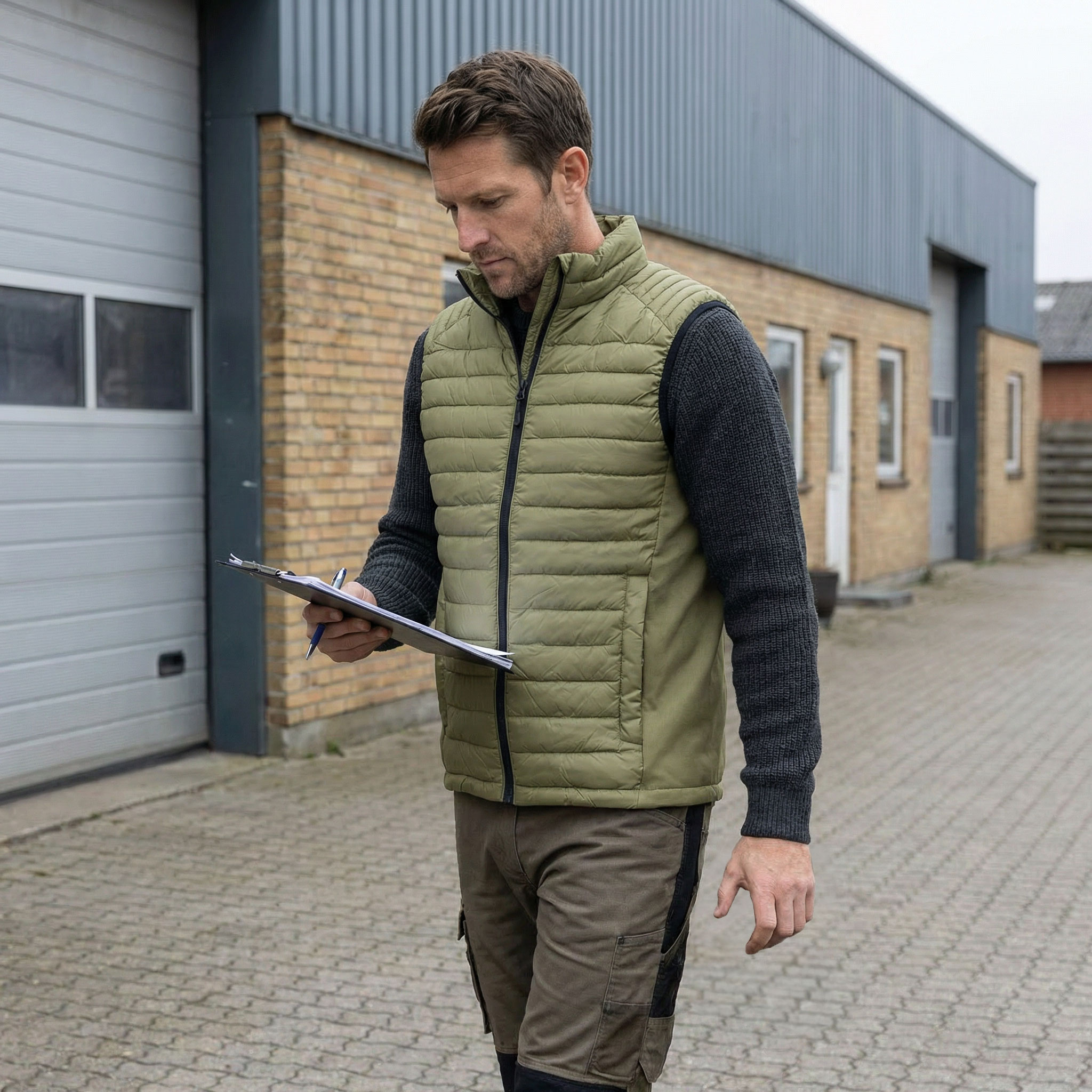 Stadsing vadderad v&auml;st, Olive green