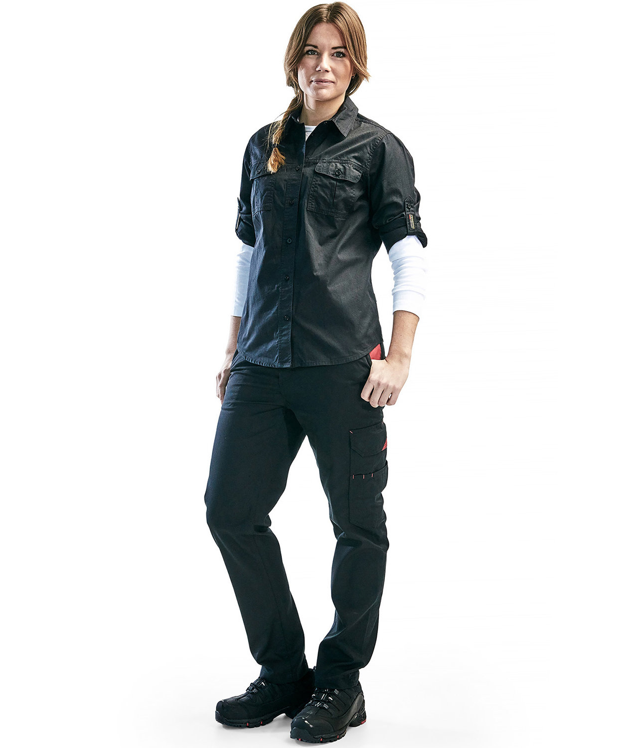 Bl&aring;kl&auml;der arbetsskjorta dam, Svart