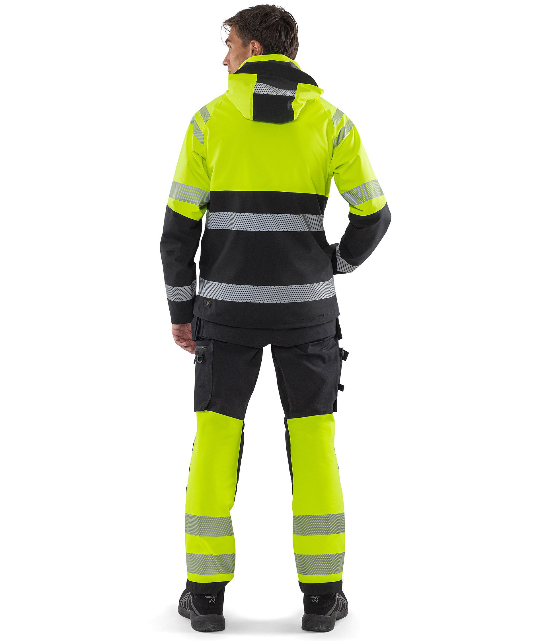 Fristads shell jacket 4690 GLS full stretch, Hi-vis Yellow/Black, large image number 3