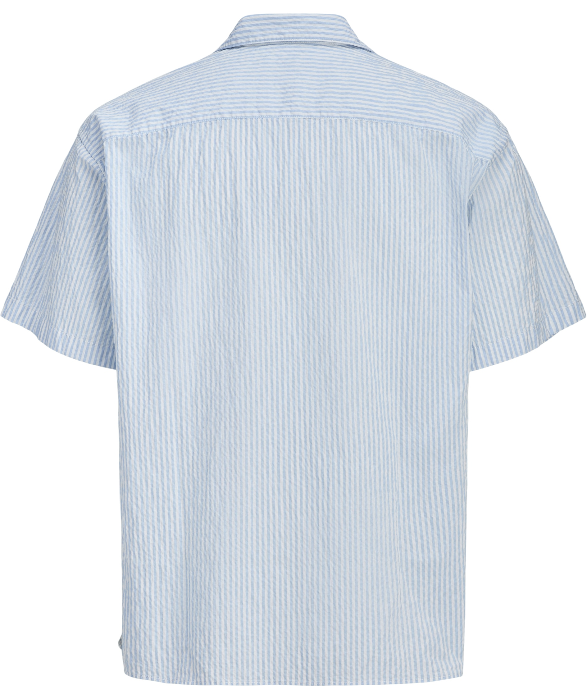 Jack & Jones JJMILO SEERSUCKER RESORT kortermet skjorte, Cashmere Blue Stripe