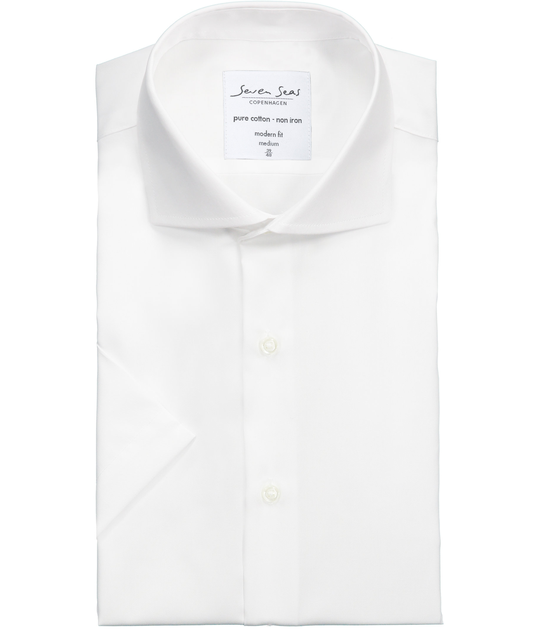 Seven Seas modern fit Fine Twill kort&auml;rmad skjorta, Vit, large image number 4